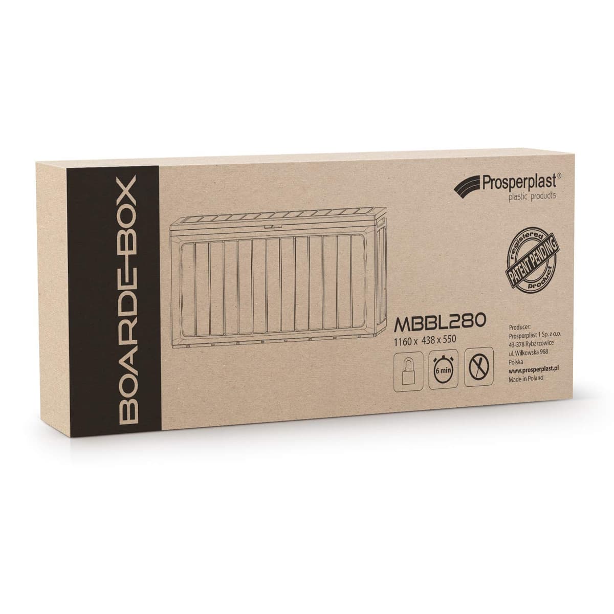 Baul de Jardin 280 litros Prosperplast Boardebox de plastico en Color Ocre Oscuro 116 x 43,3 x 55 cm — view 4