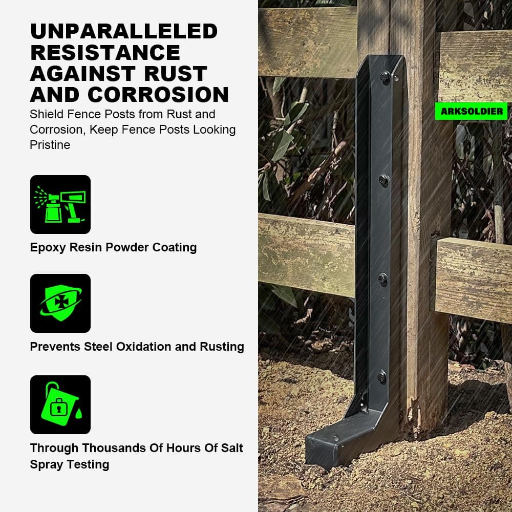 Fence Post Repair Kit - One-Piece Steel Anchors & Stakes to Quick Fix Broken/Leaning 4x4/6x6 Wood Posts (Thickened 11-Gauge, 4-Pack) — view 4