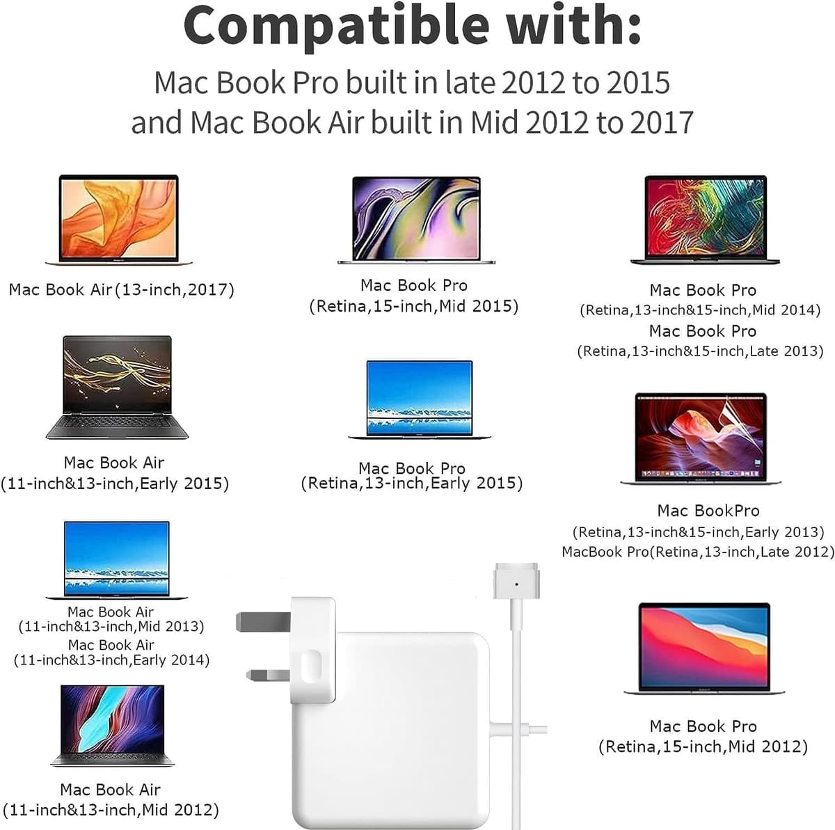 Mac Book pro Charger, 85W T-Tip Adapter Power Adapter MagS Safe 2 Mac Air Charger Compatible with MacBook Pro 17/15/13 Inch (After Mid 2012 or Later) — view 4