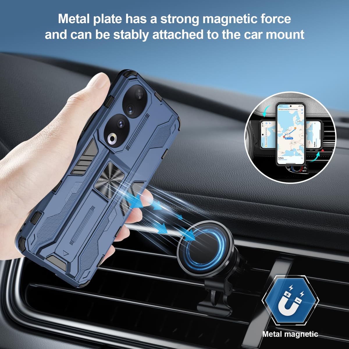 Funda para CMF Phone 2 Pro, Carcasa Antigolpes con Soporte anular metálico, Case Protectora de Grado Militar, Negro — view 1168