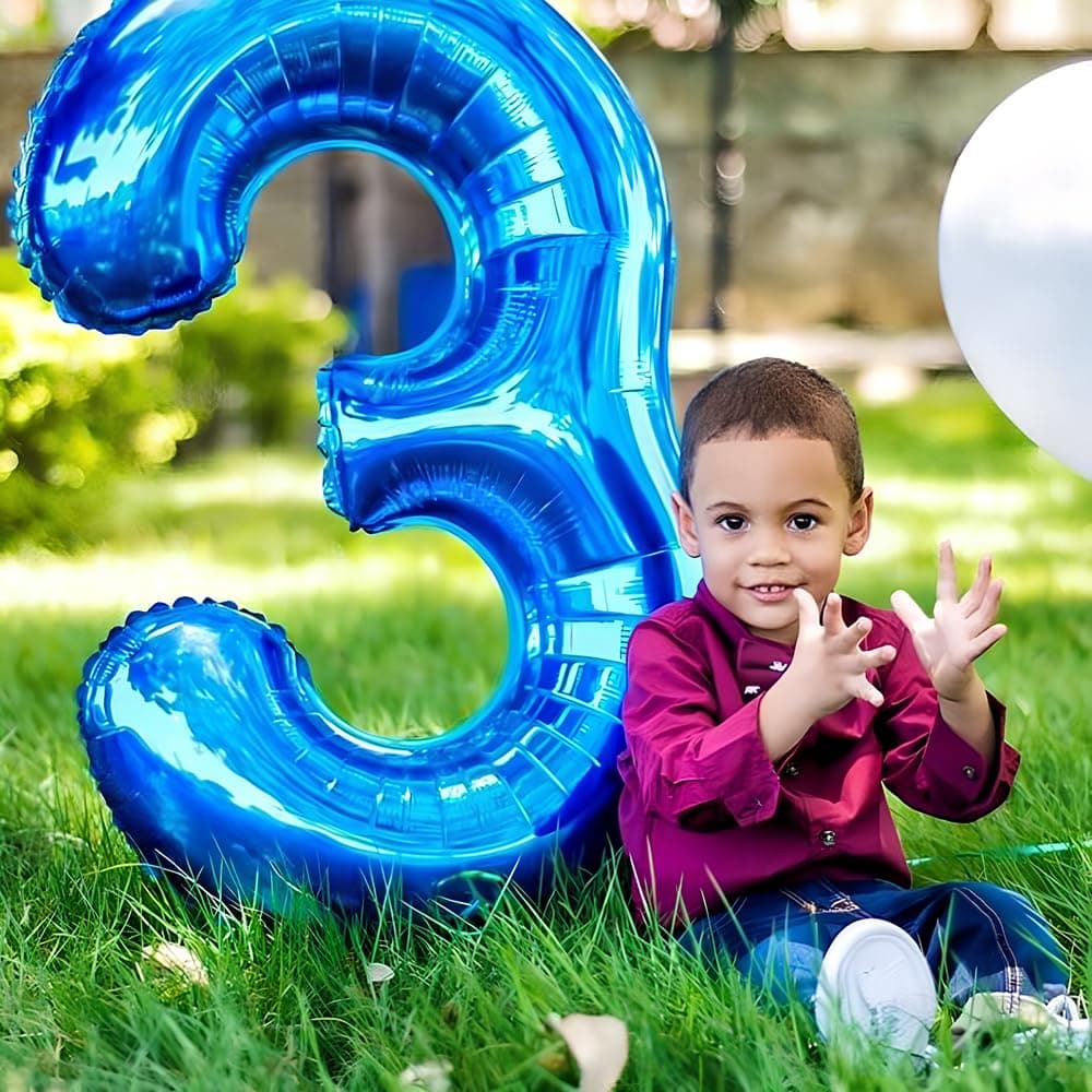 Foil Globo Número 5 Azul 40" (101cm), Inflable Helio o aire, Gigante Numeros 0-9, 10-19, 20-29, 30-100, Grande Globos Decoración para La Boda Aniversario y Cumpleaños Fiestas — view 211