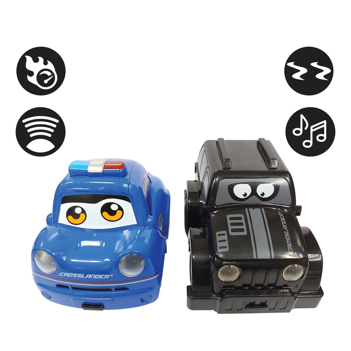 LEXIBOOK, Crosslander® Twin, Juego de 2 Coches radiocontrol (Coche de policía, Coche de ladrón), hasta 12 km/h, Efectos de luz y Sonido, 2 mandos a Distancia, Negro/Azul, RC12 — view 2