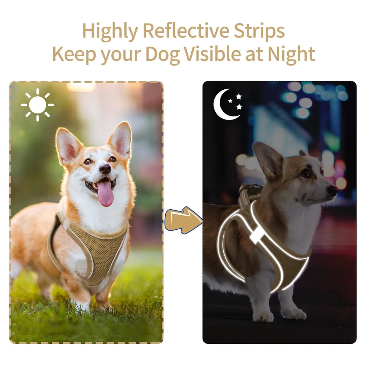 HEELE Arnes Perro Pequeño con Lineas Reflecantes Arnés Perro Antitirones Ajustable Suave Acolchado Cómodo para Viajar Pasear con Mascota, Flores Nanranja, S — view 61