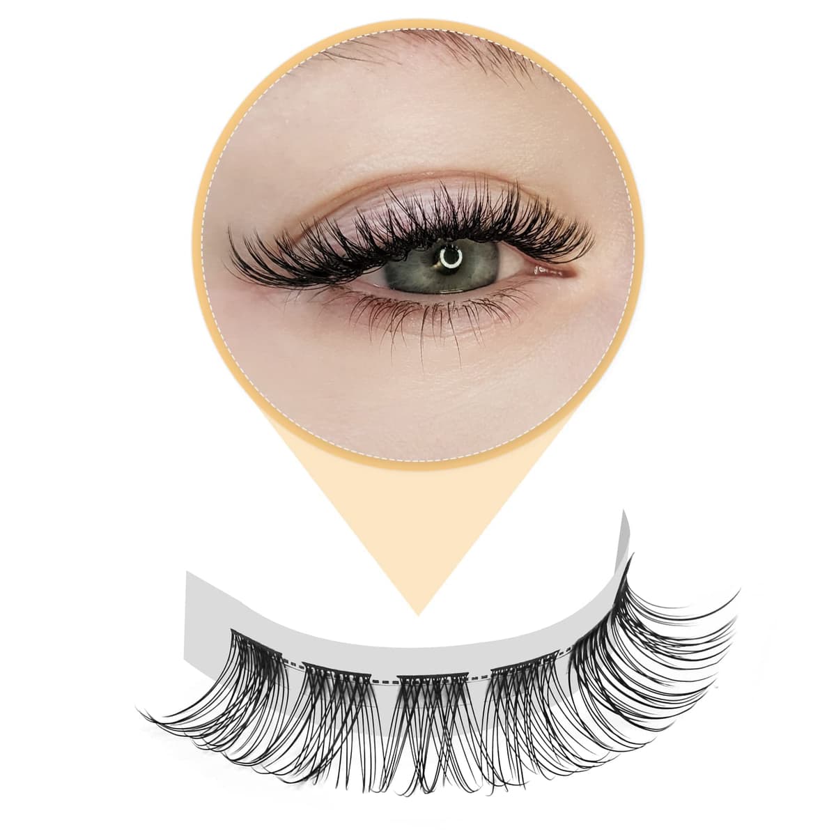 QUEWEL Individual Lashes 72 Pcs DIY Cluster Eyelashes C Curl 8mm Mega Matte Eyelashes Individual Volume False ELashes Soft & Light For Home Use(Flufy-C-8mm) — view 3