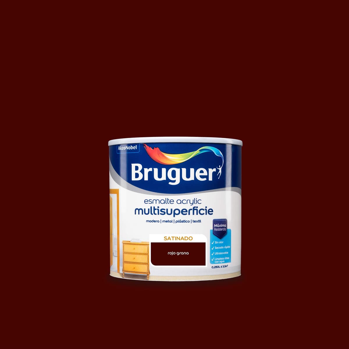 Bruguer Acrylic Multisuperficie Esmalte al agua Satinado - Pintura 750 mL, Blanco Permanente — view 45