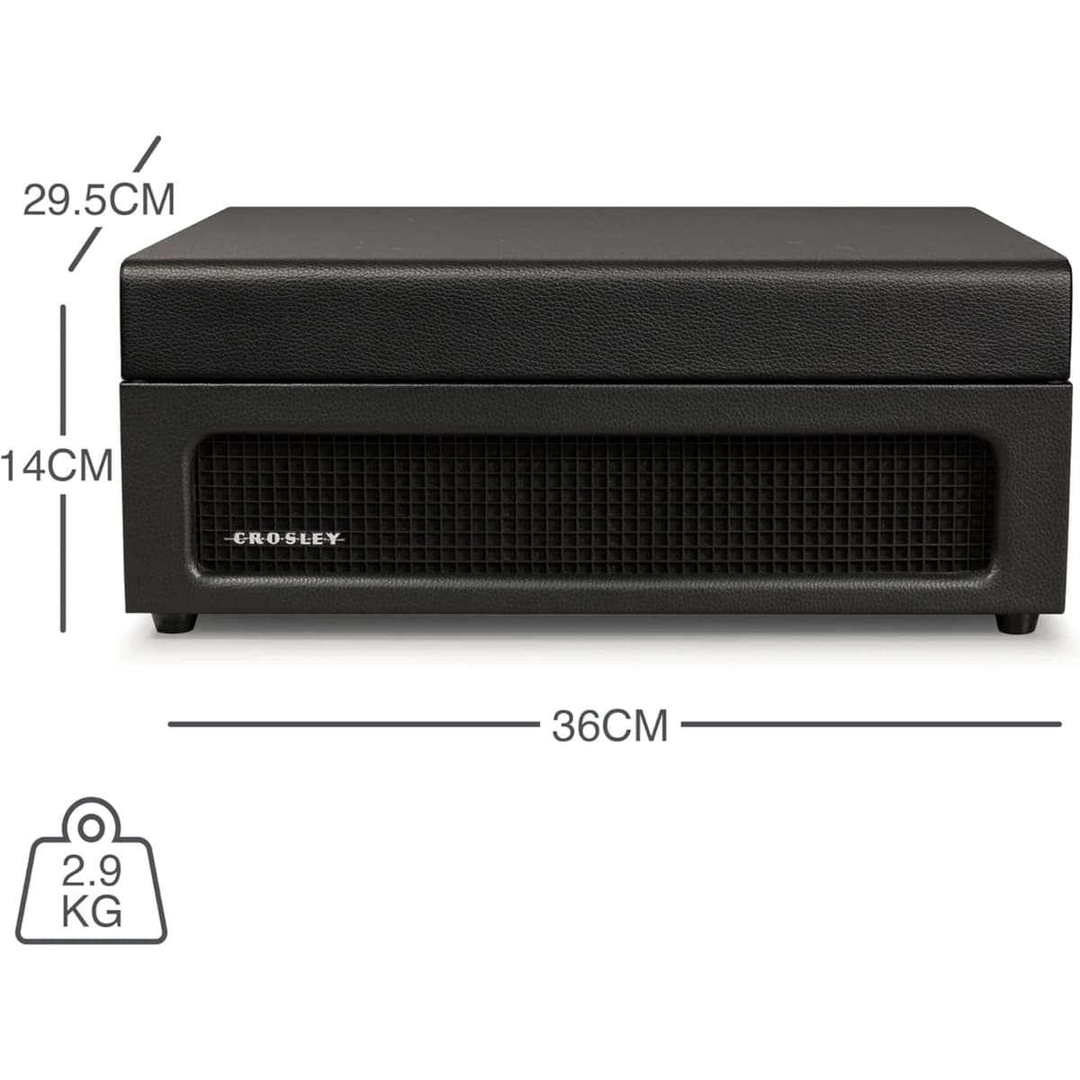 Crosley Voyager Portable Turntable - Bluetooth Record Player, 3-Speed Suitcase Vinyl Player, Home Turntables for Vinyl Records, Built in Stereo Speakers & Bluetooth Receiver, AUX Input, Black — view 2