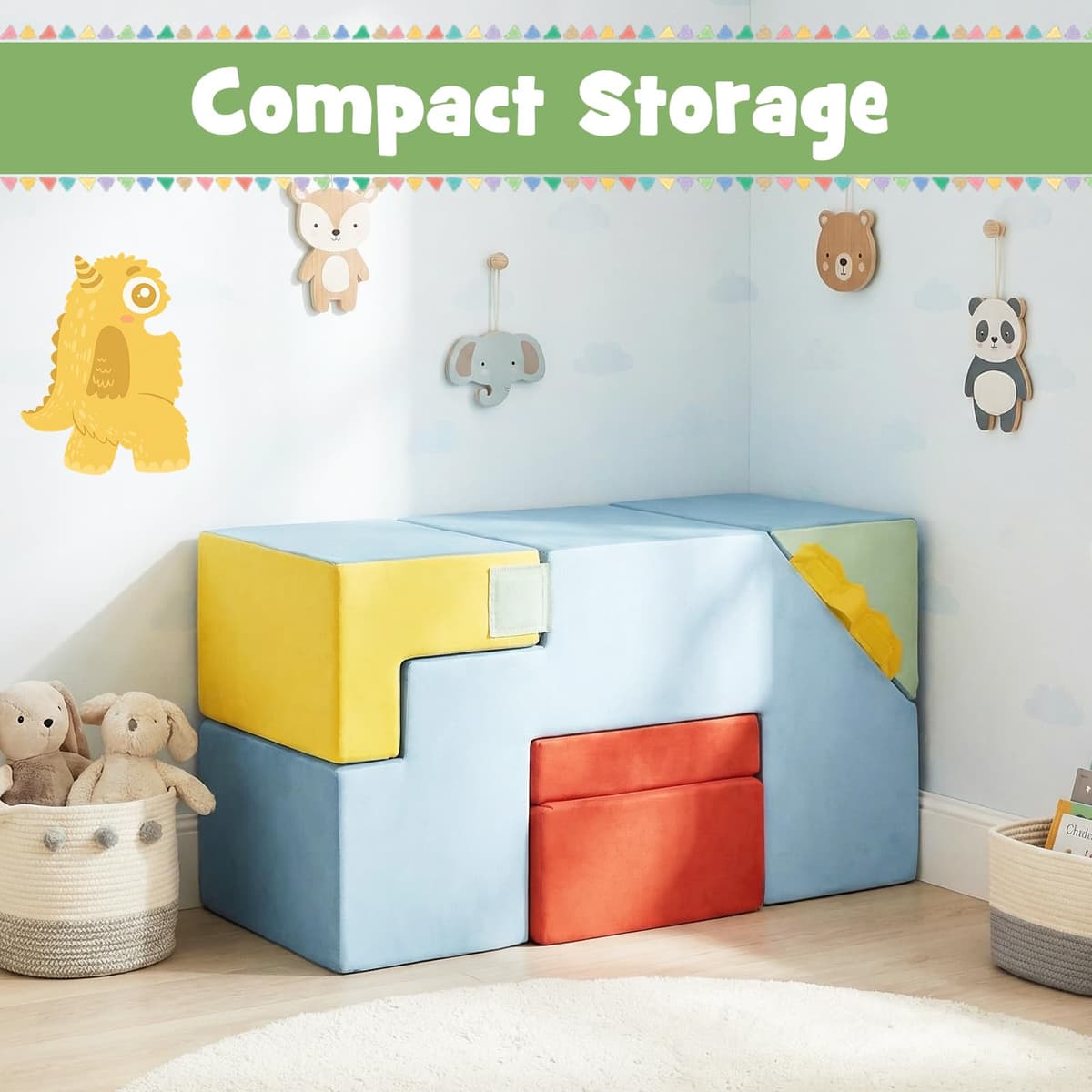 FANTASK 4 Piezas de Espuma 3 en 1, Bloques de construcción Blandos con Escalera y túnel, Certificado EN-71, Gigante Gateo y Bloques deslizantes, Juego de Interior XXL para niños a Partir de 1 año — view 5