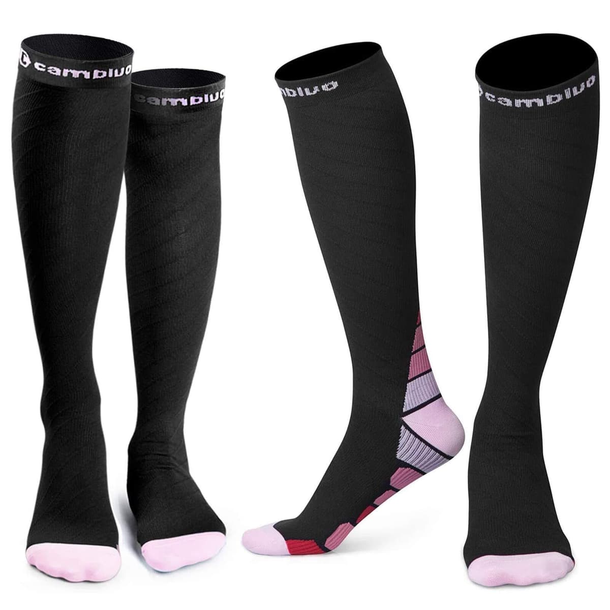 CAMBIVO Compression Socks for Women & Men 2 Pairs, Flight Socks Compression Stockings Running Socks for Calf & Ankle Support, Sports, Flying, Maternity Pregnancy, Nurses, Travel — view 9