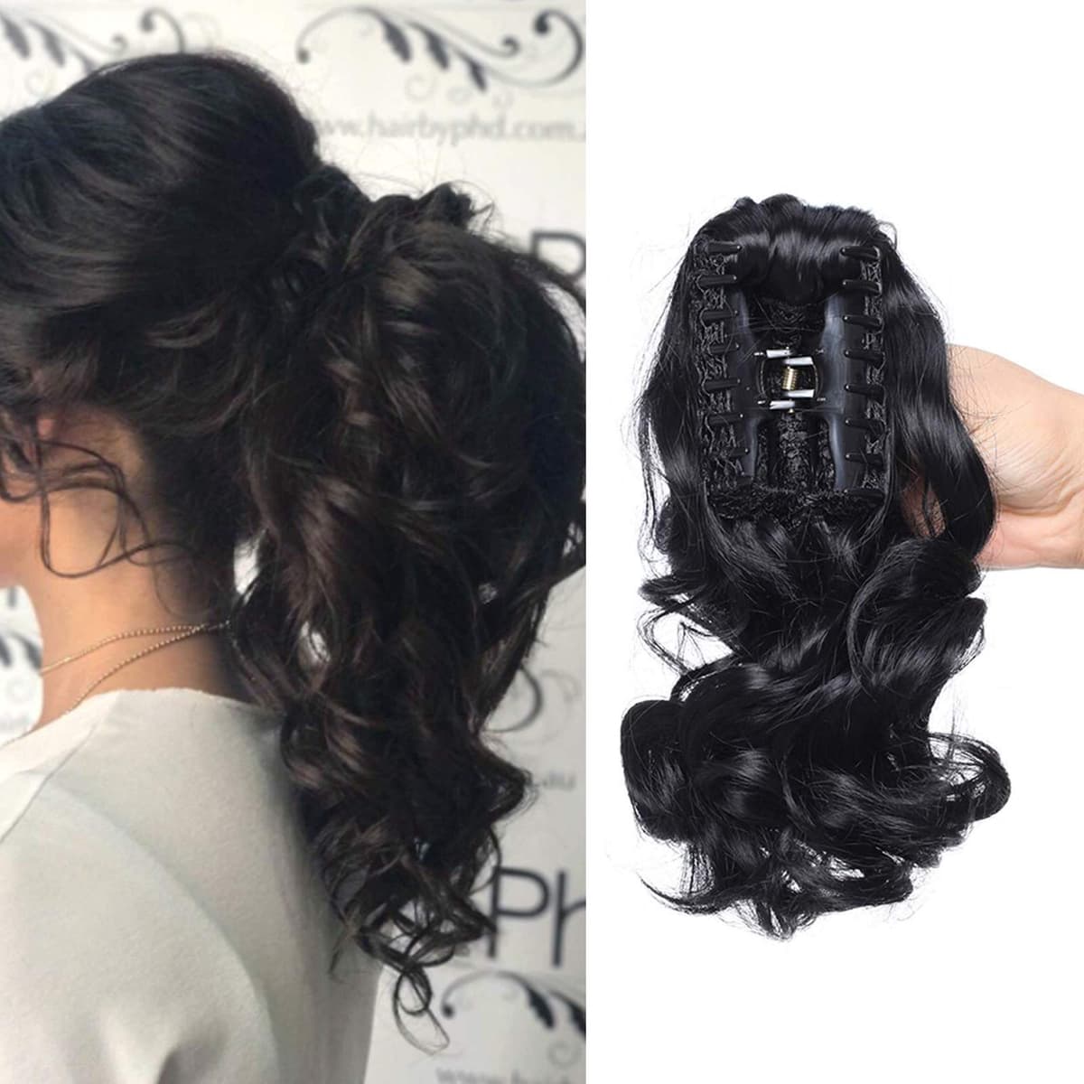 17"(43cm) SEGO Ponytail Long Synthetic Hair Looks Natural [Red Brown/Orange] Clip in Hair Extensions Curly Tail Ponytail Extension (90g) — view 70