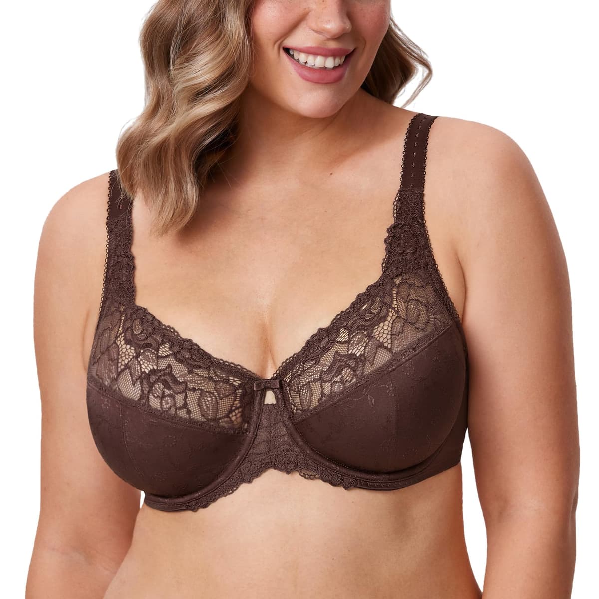 Delimira Women's Beauty Lace Non Padded Minimiser Full Figure Underwire Bra — view 10