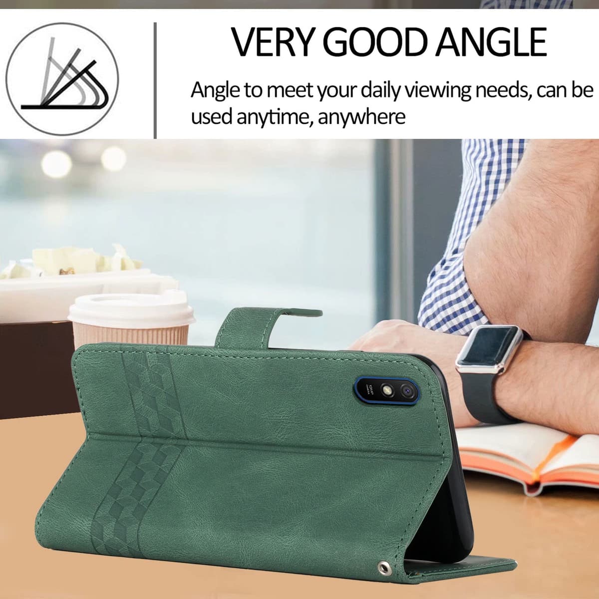 Genlision Funda Compatible con iPhone 12/12Pro(6.1),Flip Leather Edition,Funda de Cuero PU con Cáscara de TPU, magnético, función de Soporte y Ranuras para Tarjetas-Negro — view 2