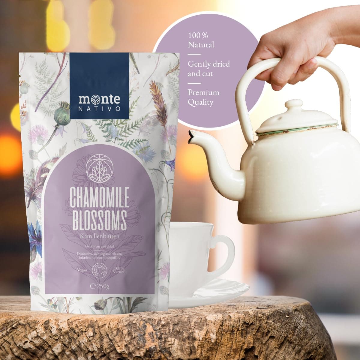 Chamomile Tea Monte Nativo (250g) - Dried Chamomile Flowers - Camomile - Aromatic and 100% Pure and Natural Loose Leaf Herbal Tea Without Additives - As a healthy, refreshing infusion — view 5