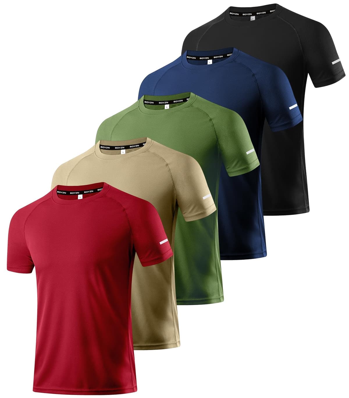 Boyzn 1, 3, 5 or 7 Pack Men's Workout Running Shirts, Dry Fit Moisture Wicking T-Shirt, Gym Athletic Short Sleeve Tee Shirts — view 38