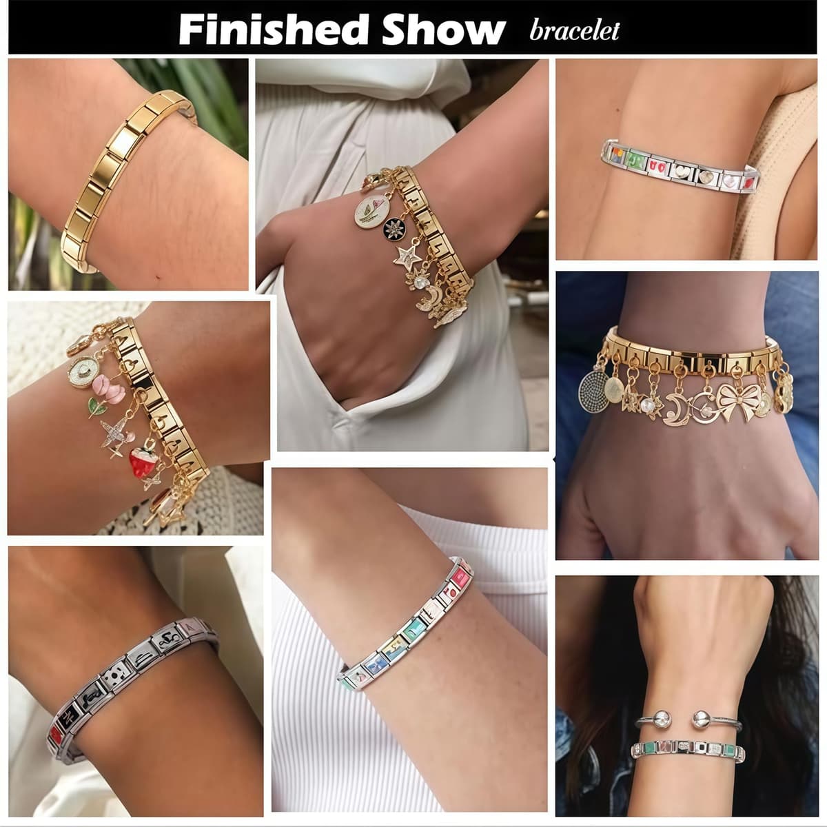 Vesavifaka Pulsera Italiana de Encantos Conjunto de Brazalete Dorado con 1 Pulsera Inicial, 10 Encantos Italianos Temáticos del Océano con Herramienta de Apertura, 9 mm Encantos Italianos Modulares, — view 6