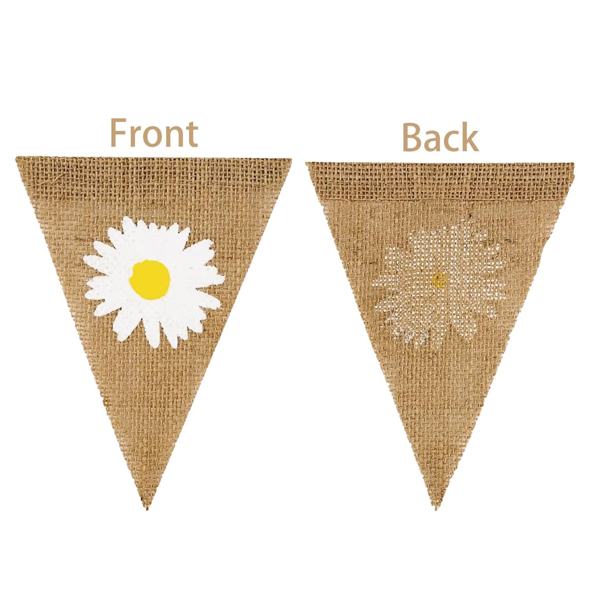 12 Pcs Daisy Burlap Bunting Banner, Garden Flower Bunting Decorations for Parties and Celebrations, Hessian Floral Bunting for Indoor and Outdoor Use, Easter Bunting for Home Decor — view 4