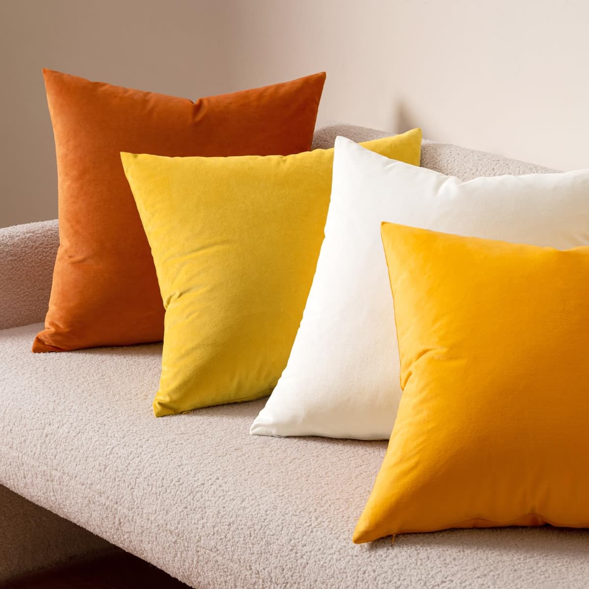 MIULEE Pack of 2 Fall Velvet Soft Solid Decorative Throw Pillow Covers Square Cushion Cases for Sofa Couch Bedroom Living Room Car Home Decor 18 x 18 Inch 45 x 45 cm Orange — view 2