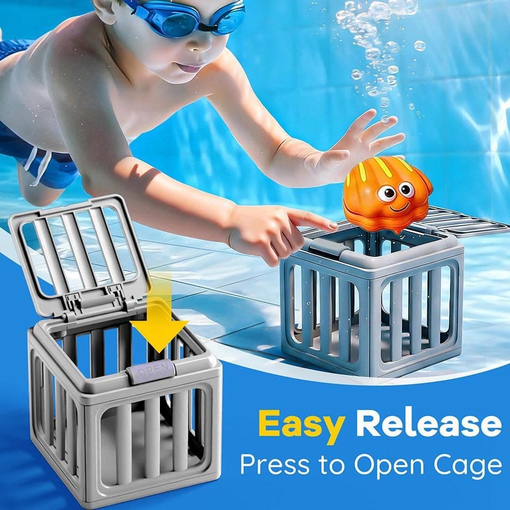 Underwater Dive Rescue Toys, Water Swimming Dive Pool Game, Diving Cages Toy with Animals Floating, DiveCages Floating Sinkies for Kids Swim Training Summer Bath Toys — view 3