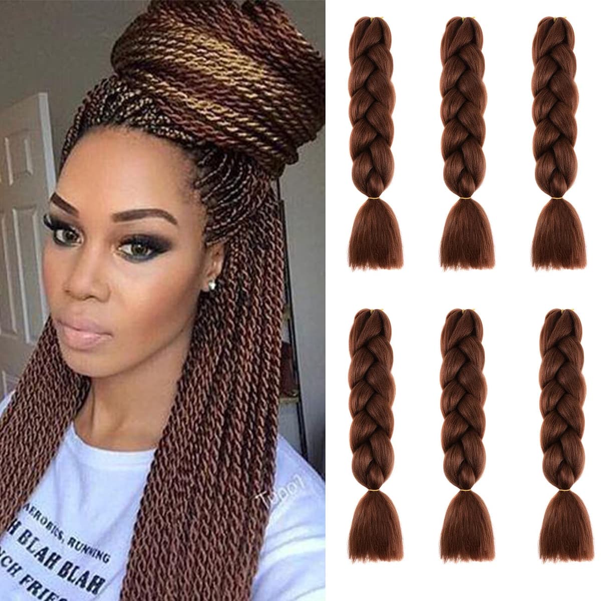 24" Braiding Hair Extension Jumbo Braids Synthetic 3bundles/pack Crochet Hair Afro Box Braid Heat Resistent (Dark Purple) — view 160
