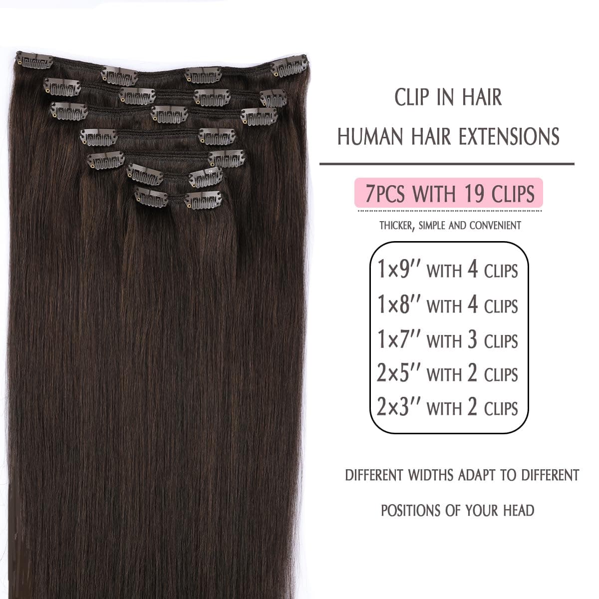 SURNEL Extensiones Clip Pelo Natural 100g 35cm 6 Piezas Castaño Chocolate Extensiones De Clip De Humano Real Extensiones Pelo Natural Remy (C#4-35cm) — view 38