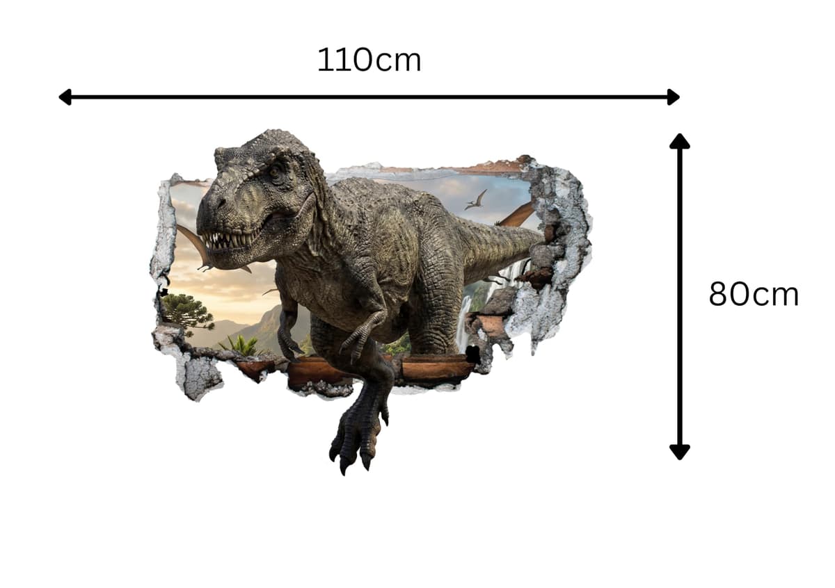 Large Dinosaur Wall Stickers for Boys Bedroom, 3D Dinosaur Wall Art Decals for Kids Nursery Decor, Peel and Stick Dinosaur Stickers, Removable Childrens Wall Stickers for Bedroom, Playroom & Nursery — view 4