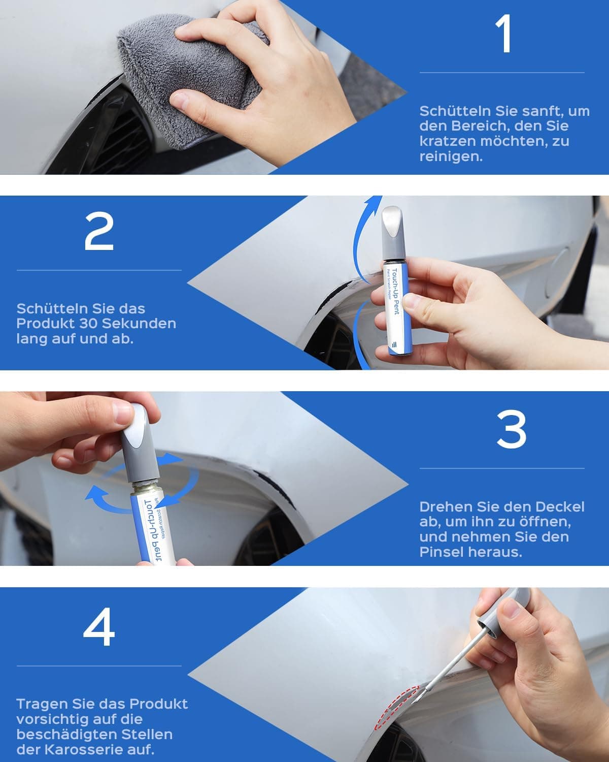 9J9J /F8J - Bolígrafo de pintura metálico gris antracita compatible con Skoda Exact Match para astillas y arañazos — view 3