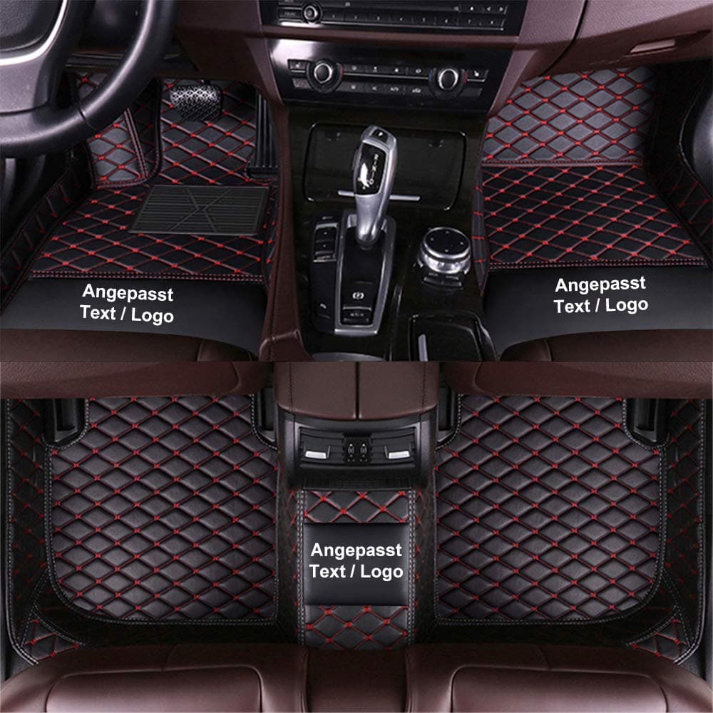 Alfombrillas en Cuero Personalizadas para Mercedes A/B/C/E/G/S/R/V-Class CL GL SL EQ AMG, Impermeable Antideslizante Alfombras de PU Cuero del Coche Negro Rojo