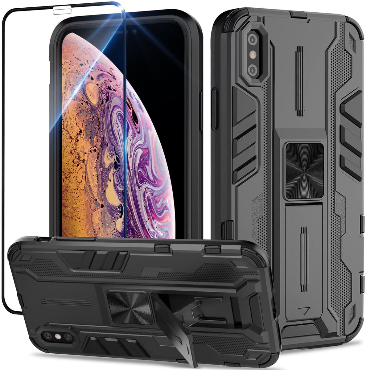Funda para CMF Phone 2 Pro, Carcasa Antigolpes con Soporte anular metálico, Case Protectora de Grado Militar, Negro — view 606