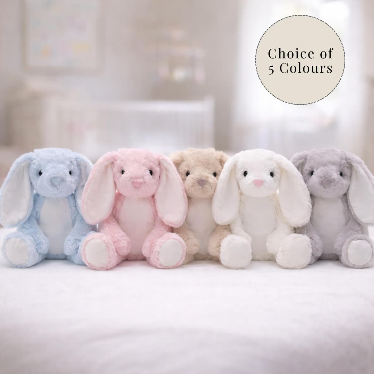 Personalised Baby Bunny Teddy Bear – Soft Plush Rabbit with Custom Name & Date – Newborn Baby Gift, Baby Shower Present, Nursery Soft Toy, Baby’s 1st – 5 Colours — view 4