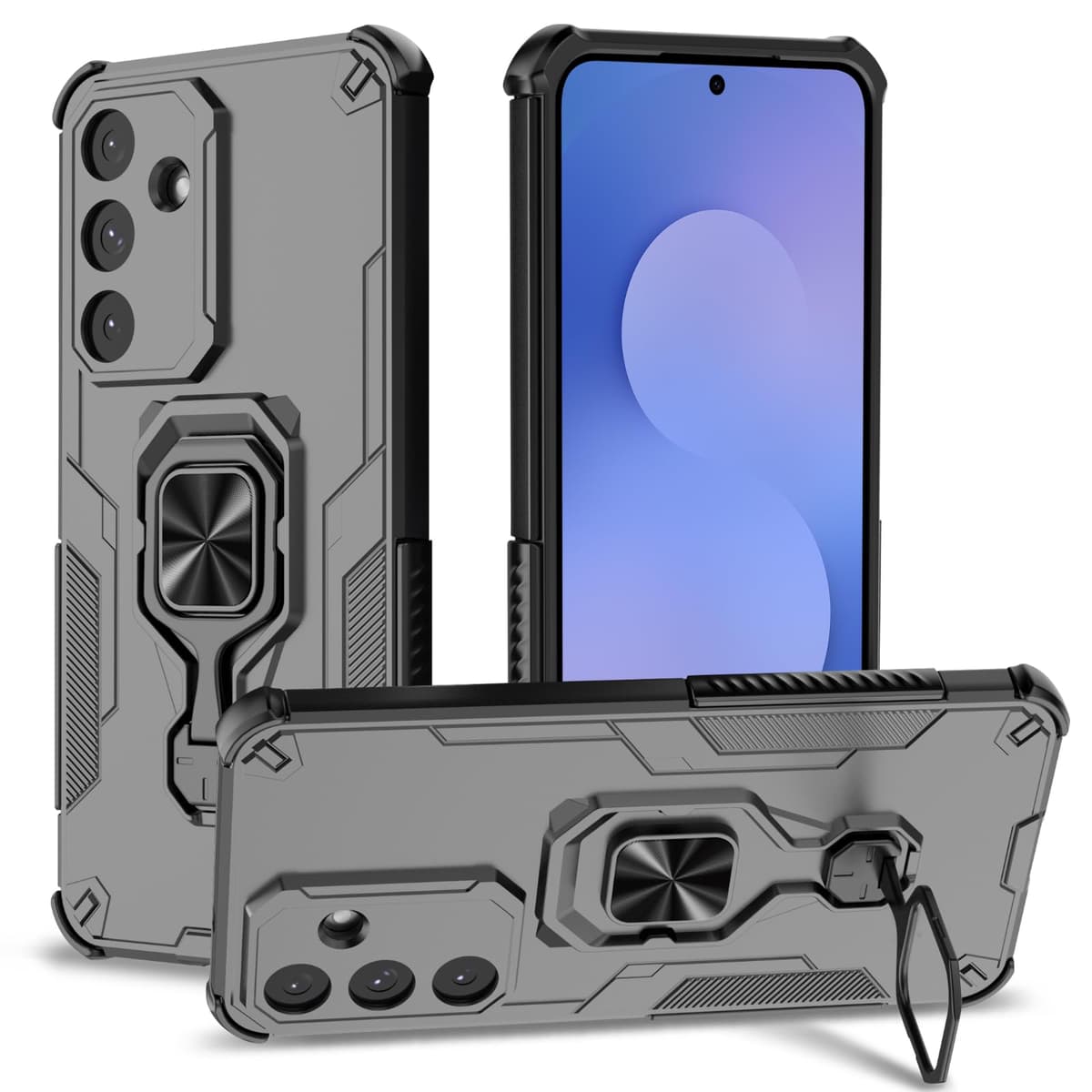 Funda para CMF Phone 2 Pro, Carcasa Antigolpes con Soporte anular metálico, Case Protectora de Grado Militar, Negro — view 1064