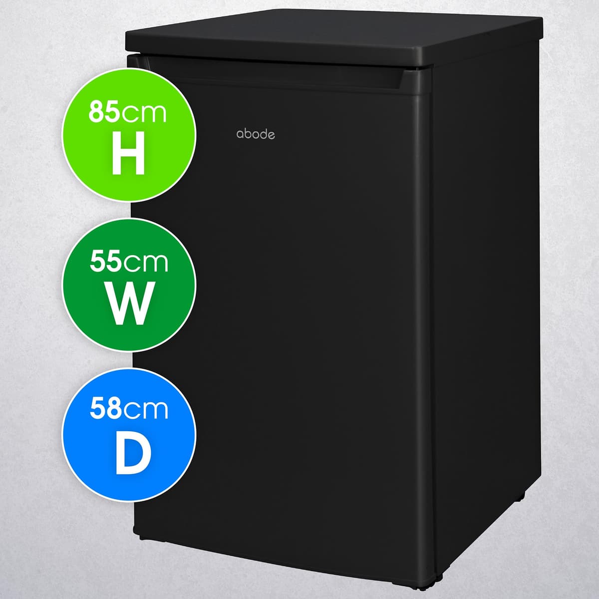 Abode Under Counter Freezer 55cm Wide Freestanding Black 91 Litre with 4 Drawers, Adjustable Feet & Reversible Door, 4 Star Freezer, Suitable for Garages & Outbuildings A85UCFZ552E1B (Black, 55 cm) — view 2