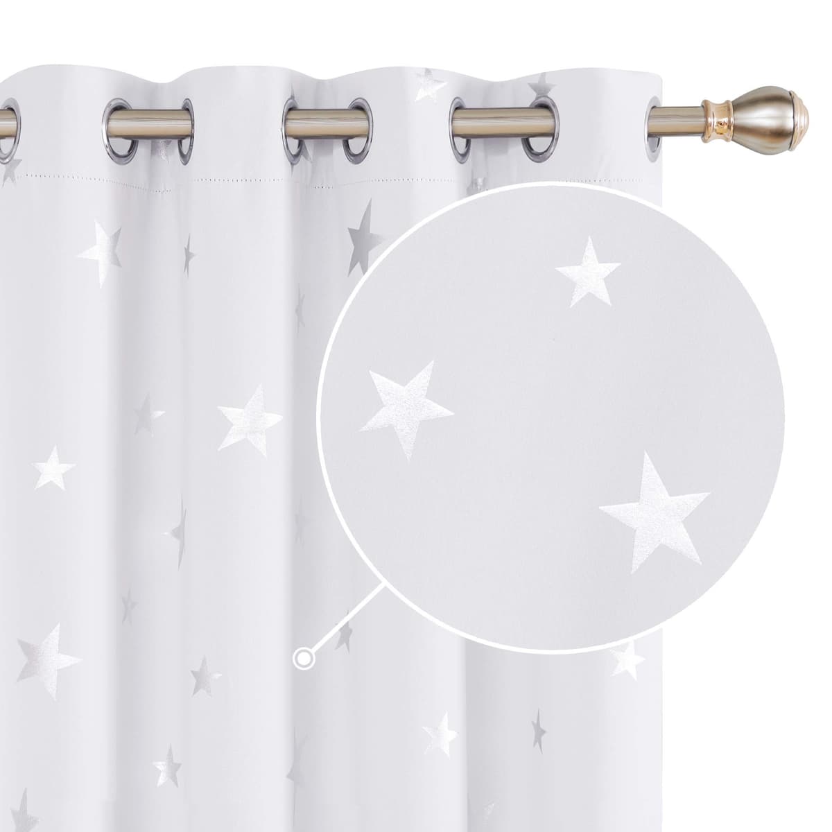 Deconovo Navy Blue Curtains for Living Room Super Soft Thermal Insulated Star Foil Printed Eyelet Blackout Curtains 46 x 54 Inch 2 Panels — view 8