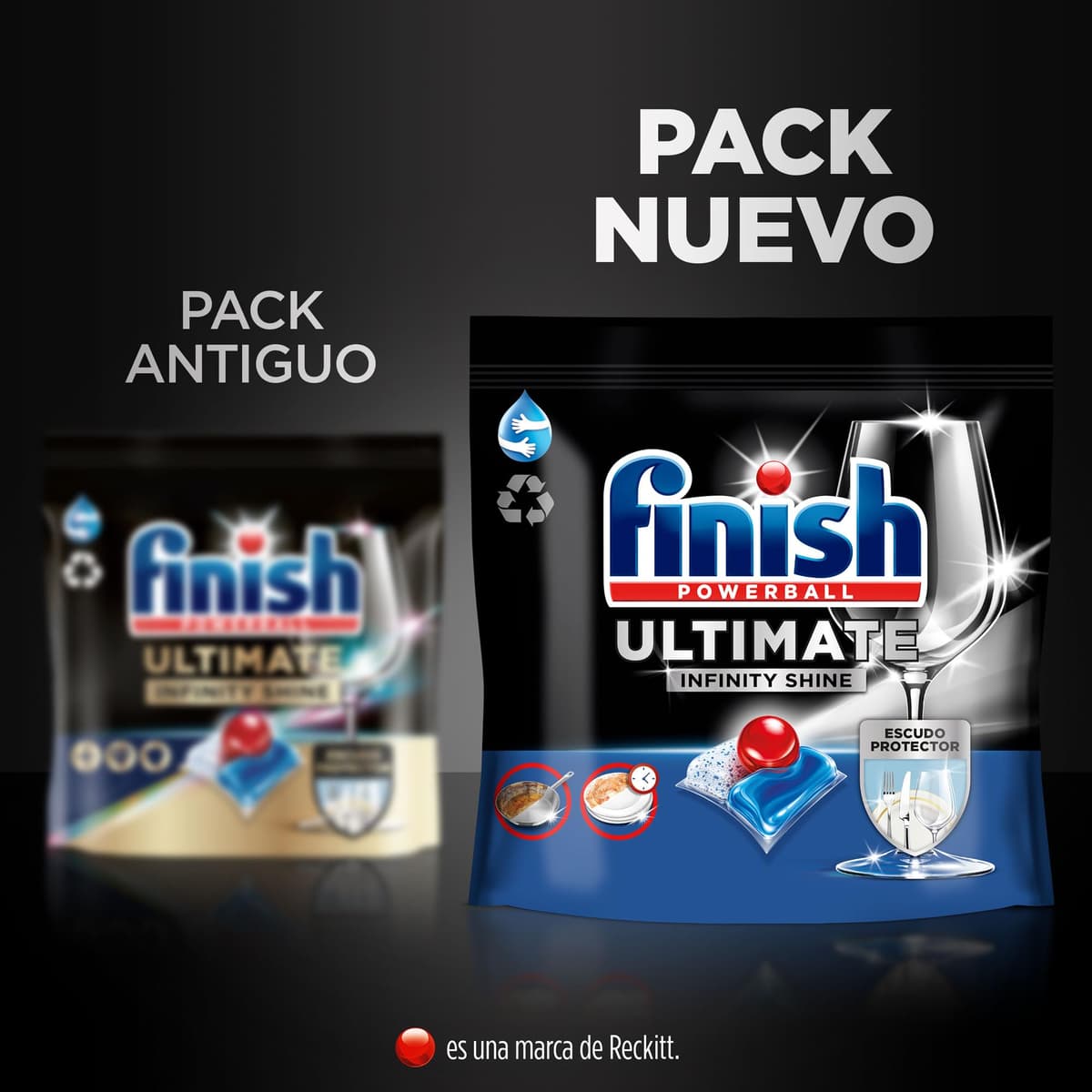 Finish Powerball Ultimate Infinity Shine, pastillas para el lavavajillas con poder quitagrasas y protección del cristal, 2 packs de 80, total 160 Pastillas — view 7
