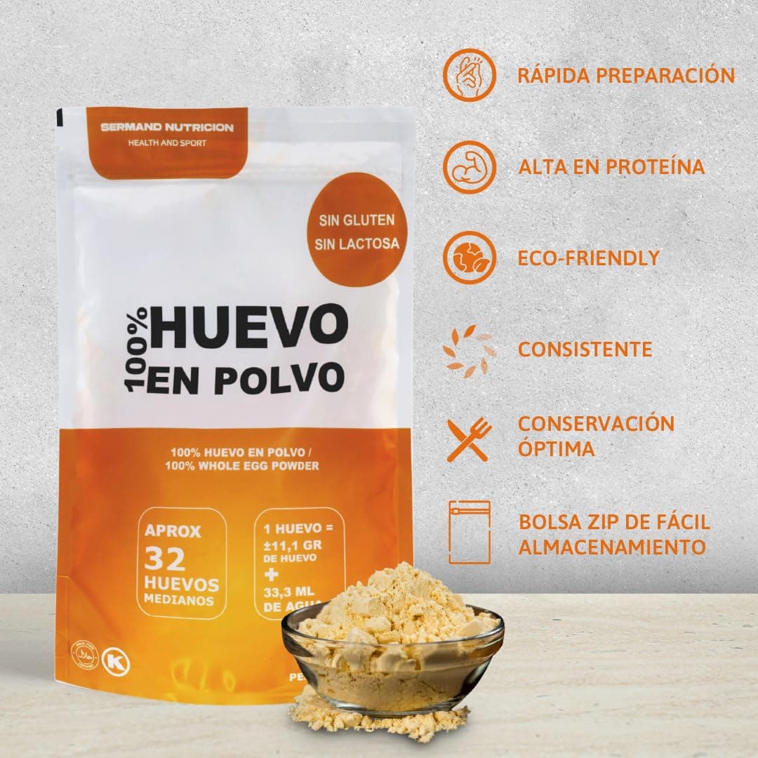 Huevo en polvo | Bolsa de vacío | Huevo en Polvo | Huevos Pasteurizados Sin Gluten | Huevo Deshidratado | Sin Aditivos | Productos Sin Lactosa | Presentación en Bolsas Zip (350 GR) — view 5