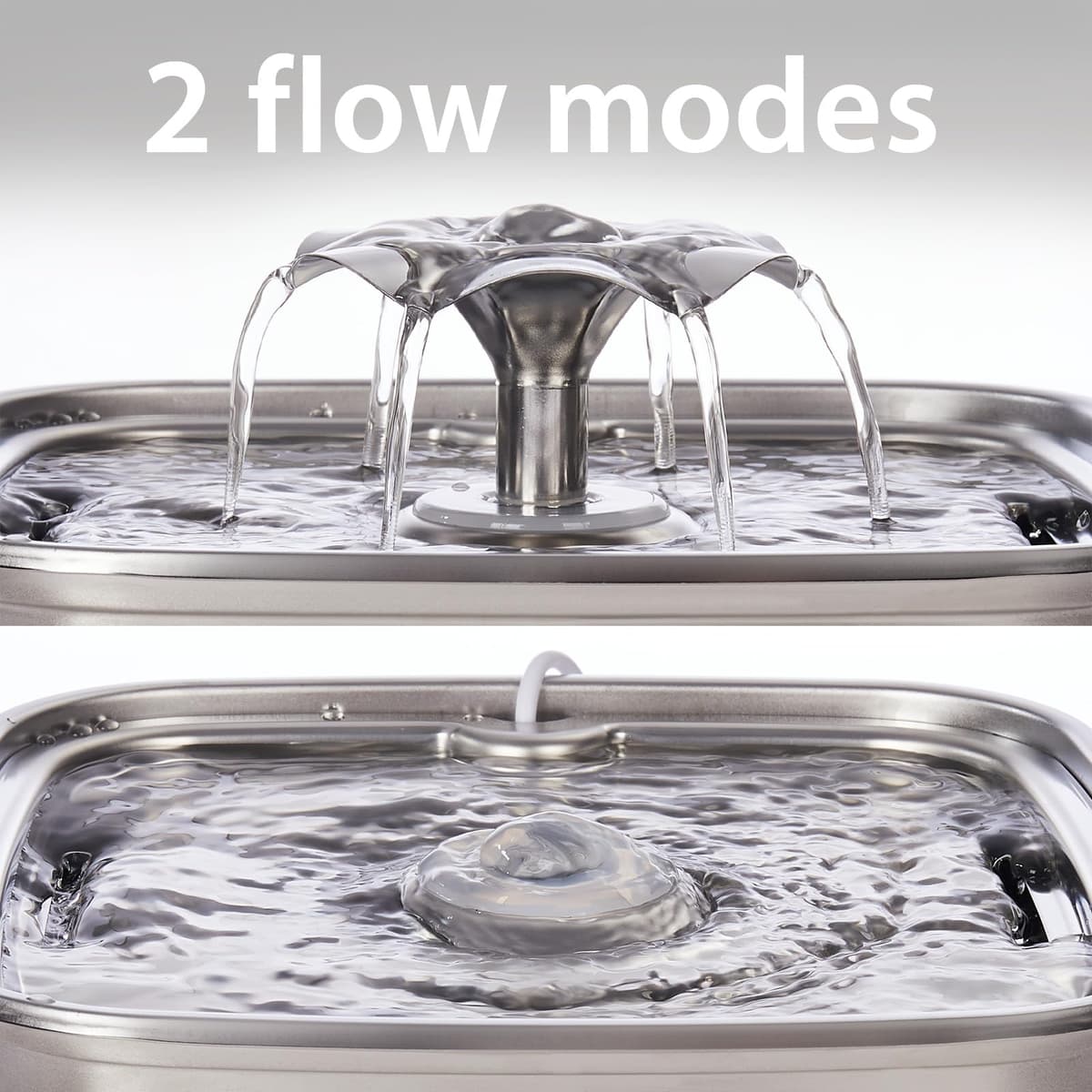 Veken Innovation Award Winner Stainless Steel Cat Water Fountain, 108oz/3.2L Automatic Pet Fountain Dog Water Dispenser with 3 Replacement Filters & Silicone Mat, Gifts for Cats, Dogs (Silver) — view 6