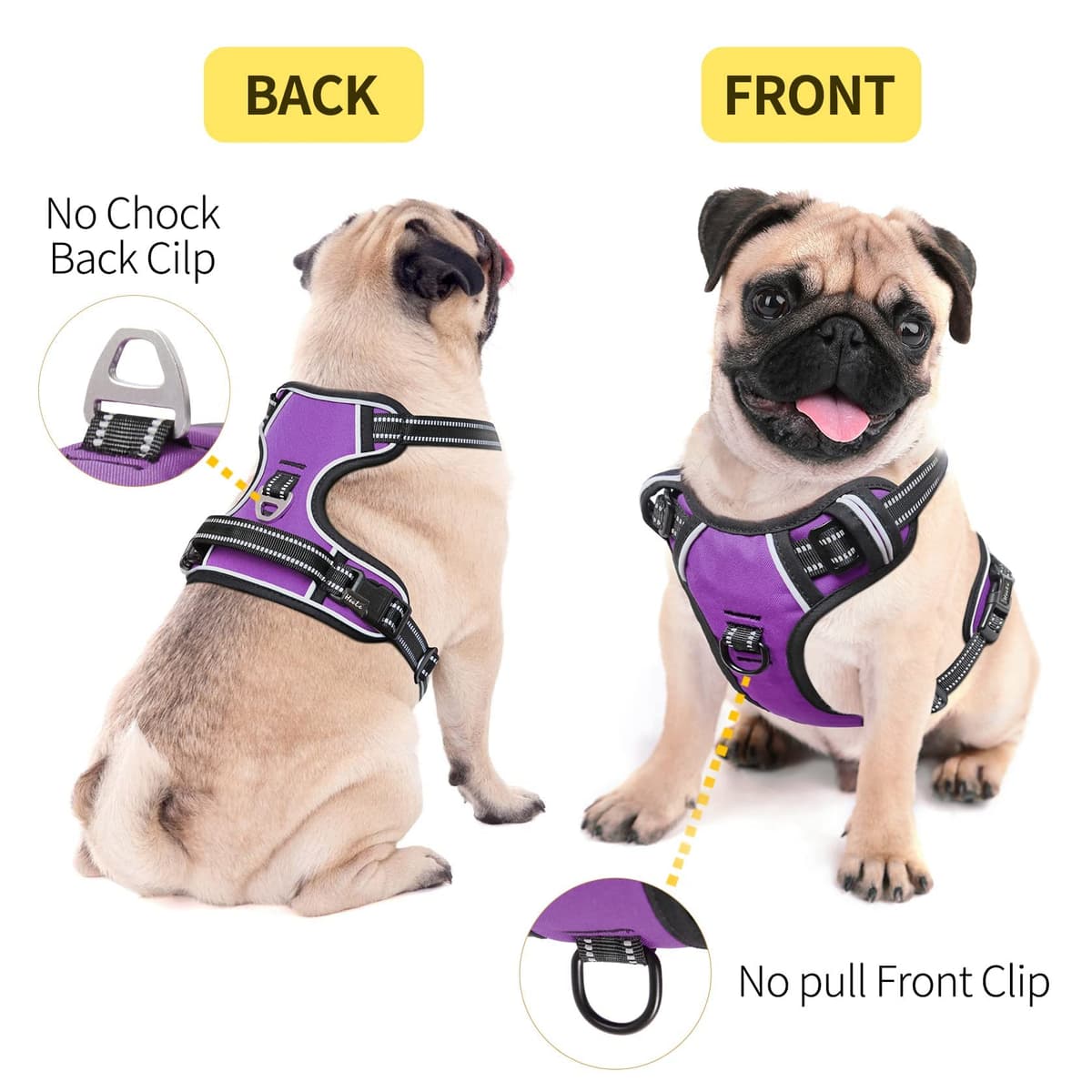 HEELE Dog Harness Medium No Pull Dog Vest Harness with Soft Handle Reflective Pet Harness for Outdoor Training Walking, Black, M — view 323