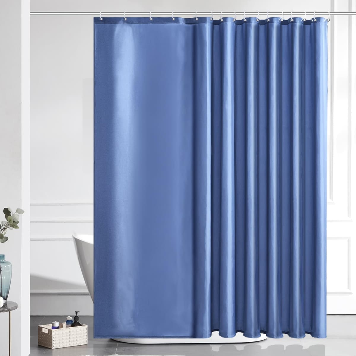 Furlinic Navy Shower Curtain Anti Mould Resistant Waterproof Bathroom Curtains Washable Polyester Fabric 90x180cm with Weight Tape for Bath Wet Room 35x72 Inch. — view 167