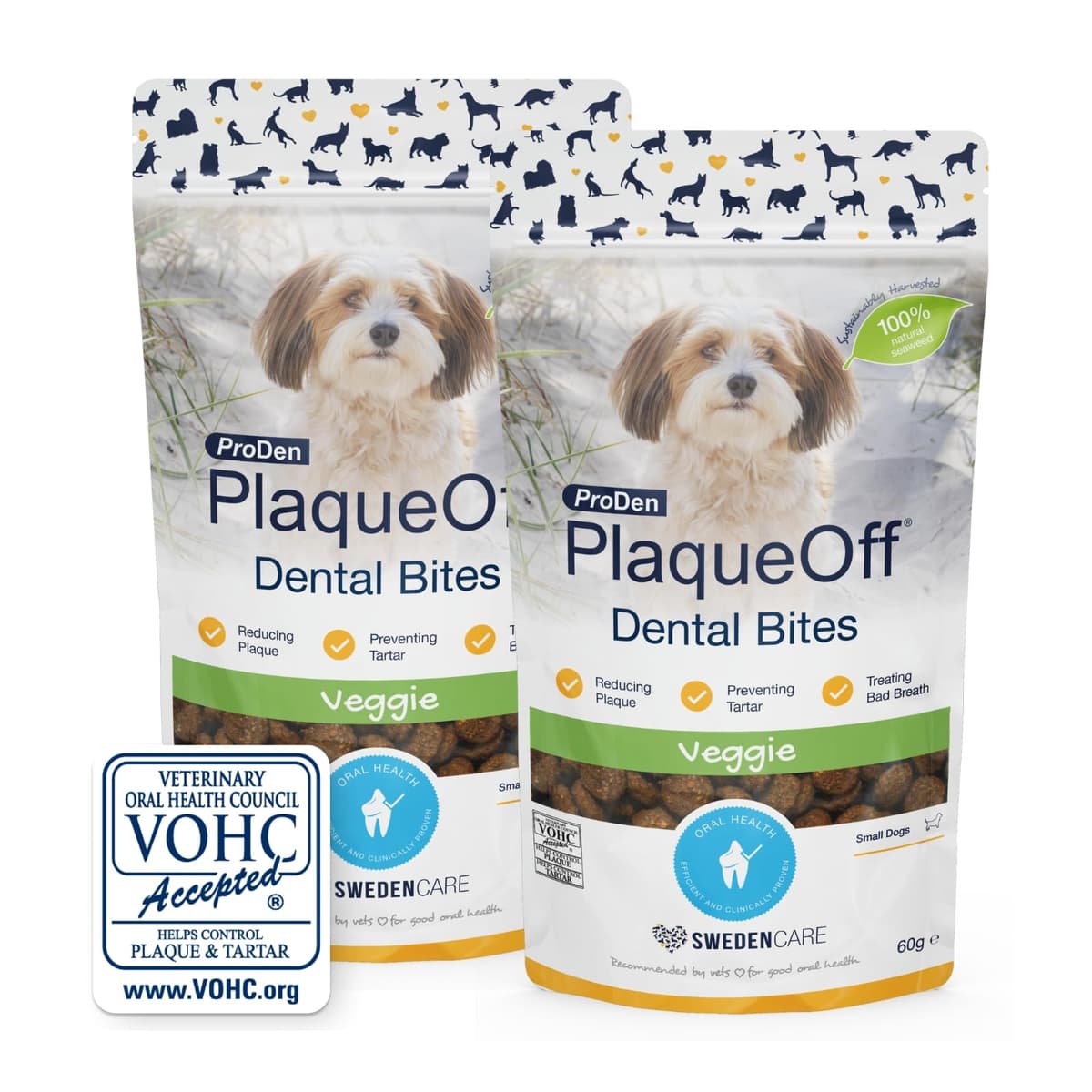 ProDen PlaqueOff Dental Bites Bundle for Small Dogs - Tartar & Bad Breath Remover 100% Natural Teeth Cleaner - Improve Overall Oral Health - 60g