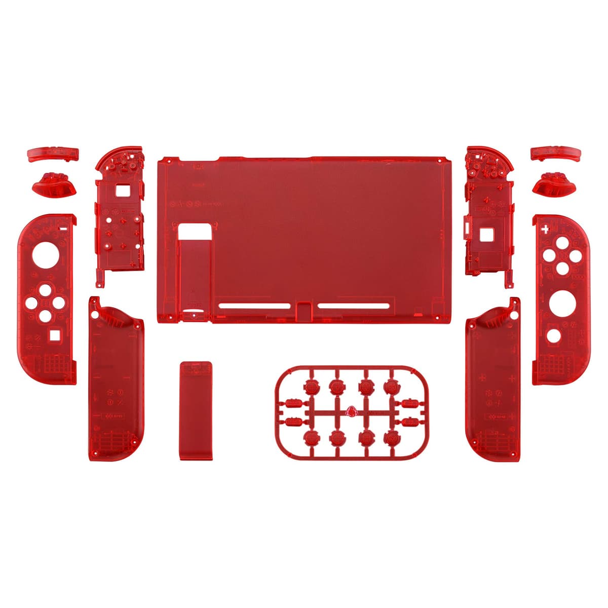 eXtremeRate Transparent Clear Red Back Plate for Nintendo Switch Console, NS Joy con Handheld Controller Housing with Full Set Buttons, DIY Replacement Shell for Nintendo Switch — view 2