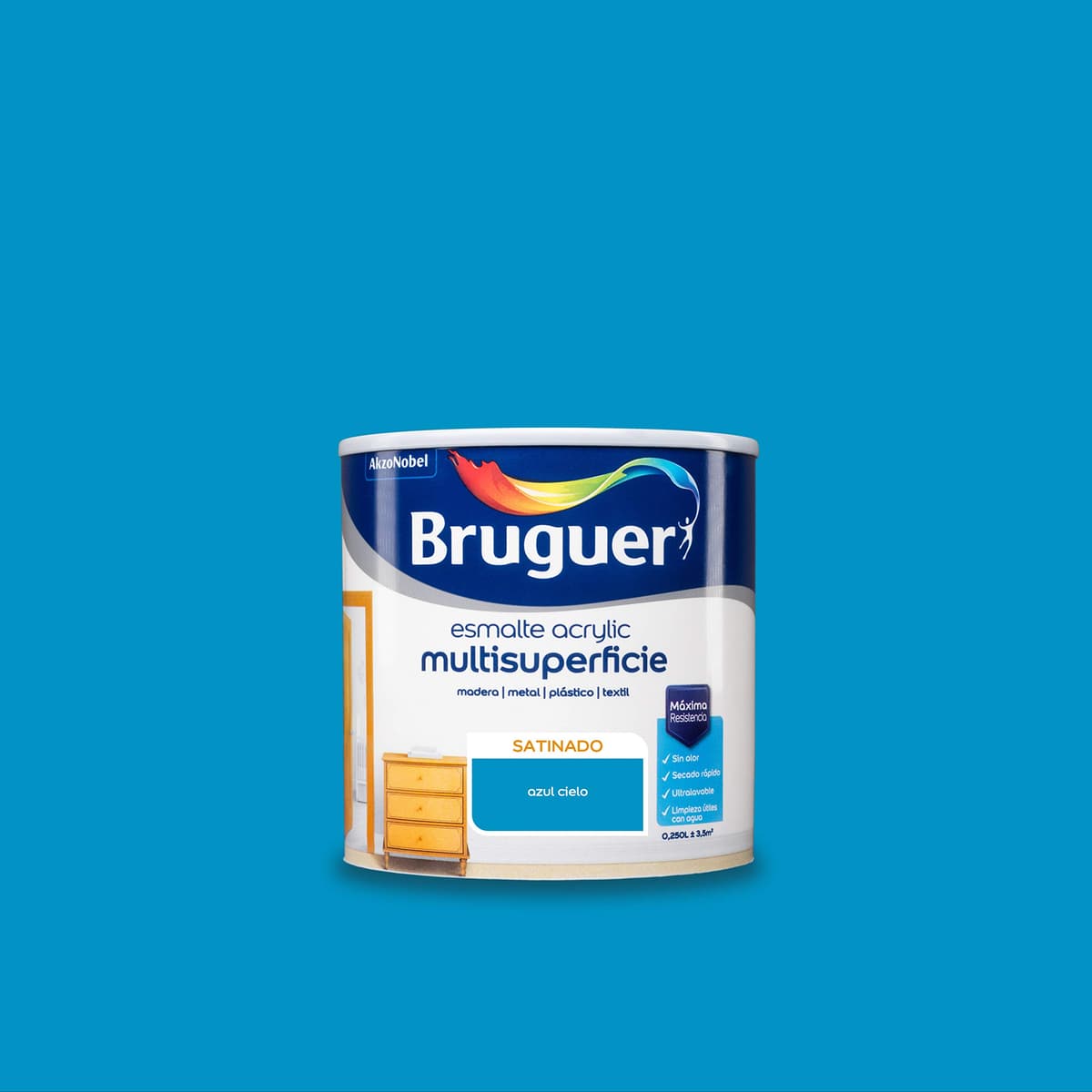Bruguer Acrylic Multisuperficie Esmalte al agua Satinado - Pintura 750 mL, Blanco Permanente — view 60