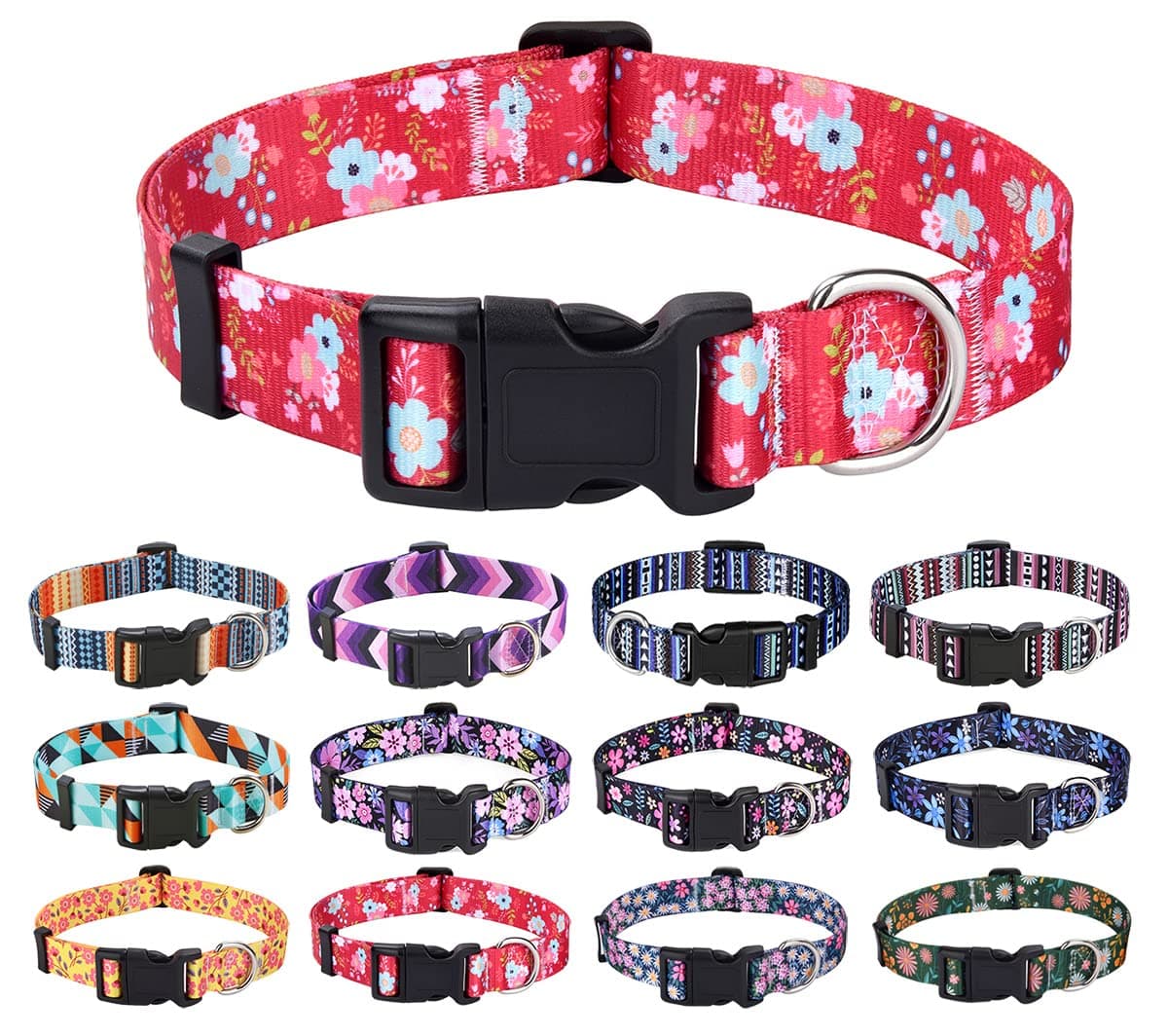 Mihqy Dog Collar for Small Dogs, Cute Small Medium Large Dog Pet Collar, with Floral Patterns, Soft Adjustable for Boy Girl Female Male Puppy Dog Collar(Floral Pink,S) — view 8