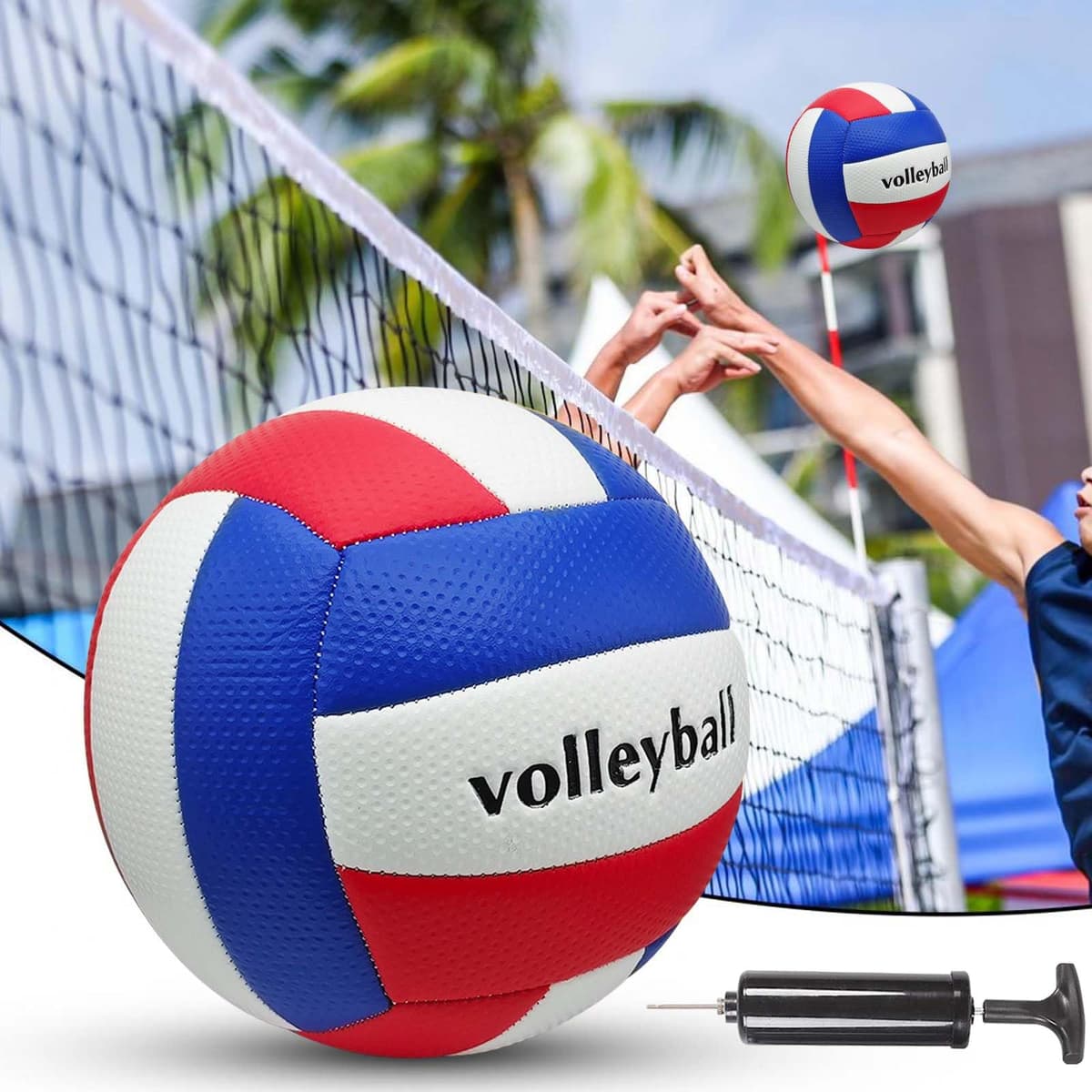 Voleibol de playa de cuero suave, tamaño 5, con bomba de pelota, resistente al agua, para exterior e interior, voleibol de playa oficial para niñas, jóvenes, adultos — view 3