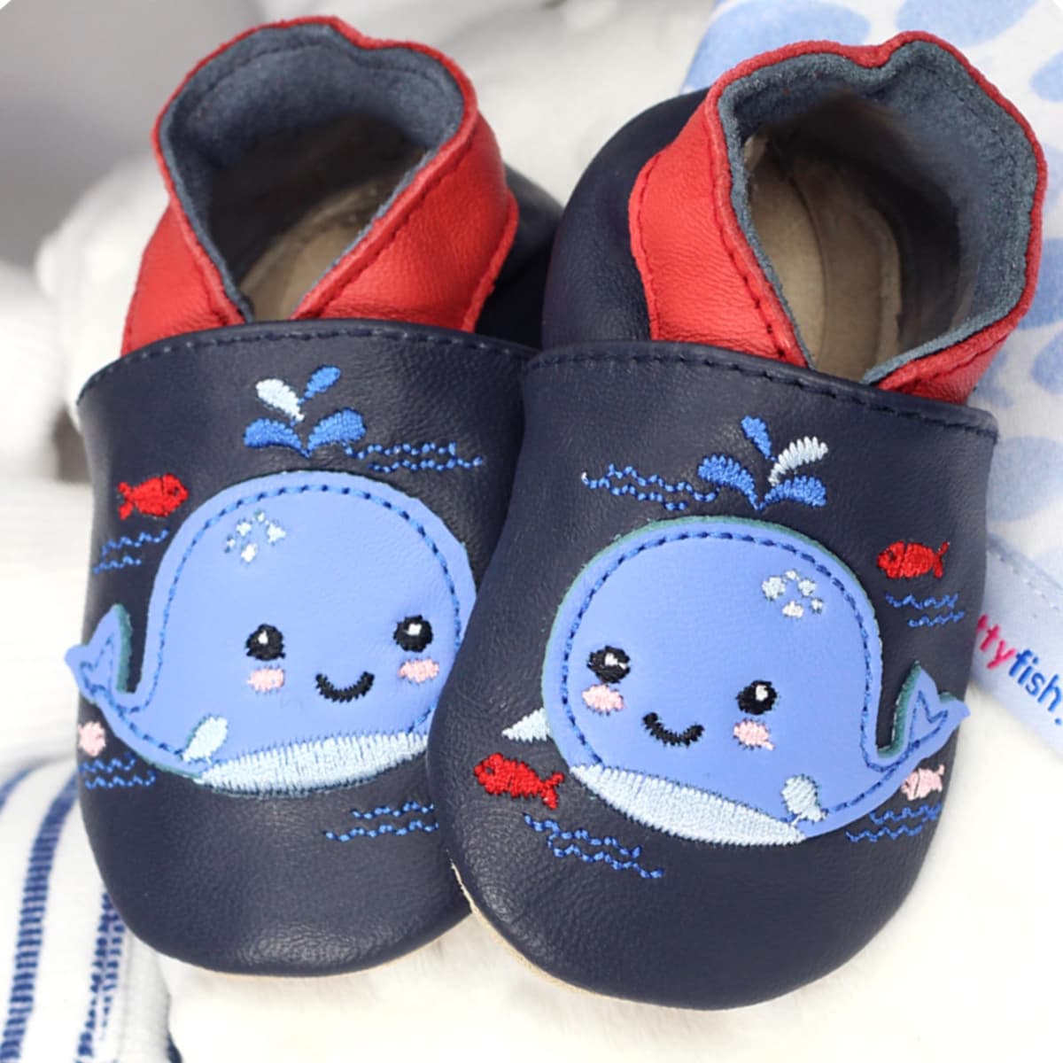 Dotty Fish Unisex Soft Leather Shoes, Unisex Baby First Walker Shoe — view 3