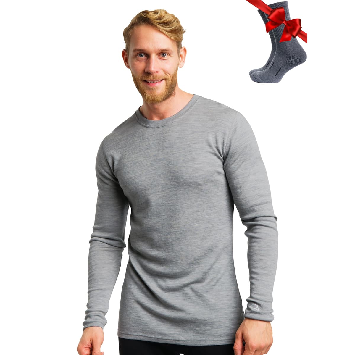 Merino.tech Camiseta Lana Merino Hombre - Deportiva Ropa Térmica 100% Lana Merino Ligero, Medio, Pesado con Calcetines — view 18