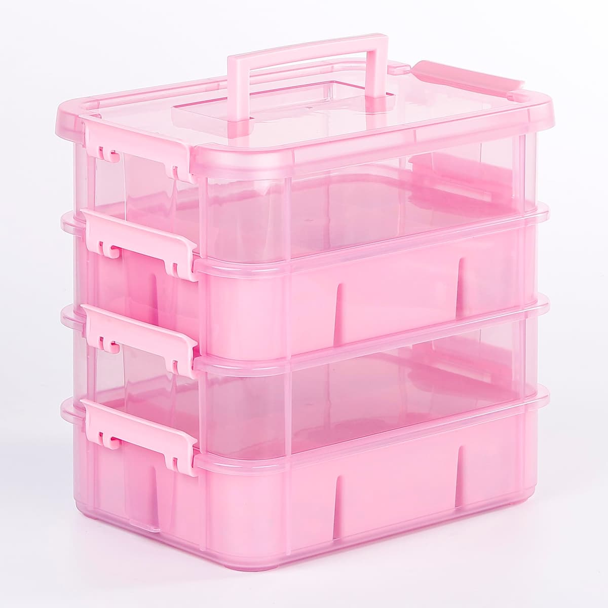 Craft Organizers and Storage, 10QT 4-Layer Durable Sewing Organizer for Sewing Supplies with 2 Removable Trays, DIY Kit Container for Seasonal Decor, Tool, Scrapbook and Art Supplies — view 10