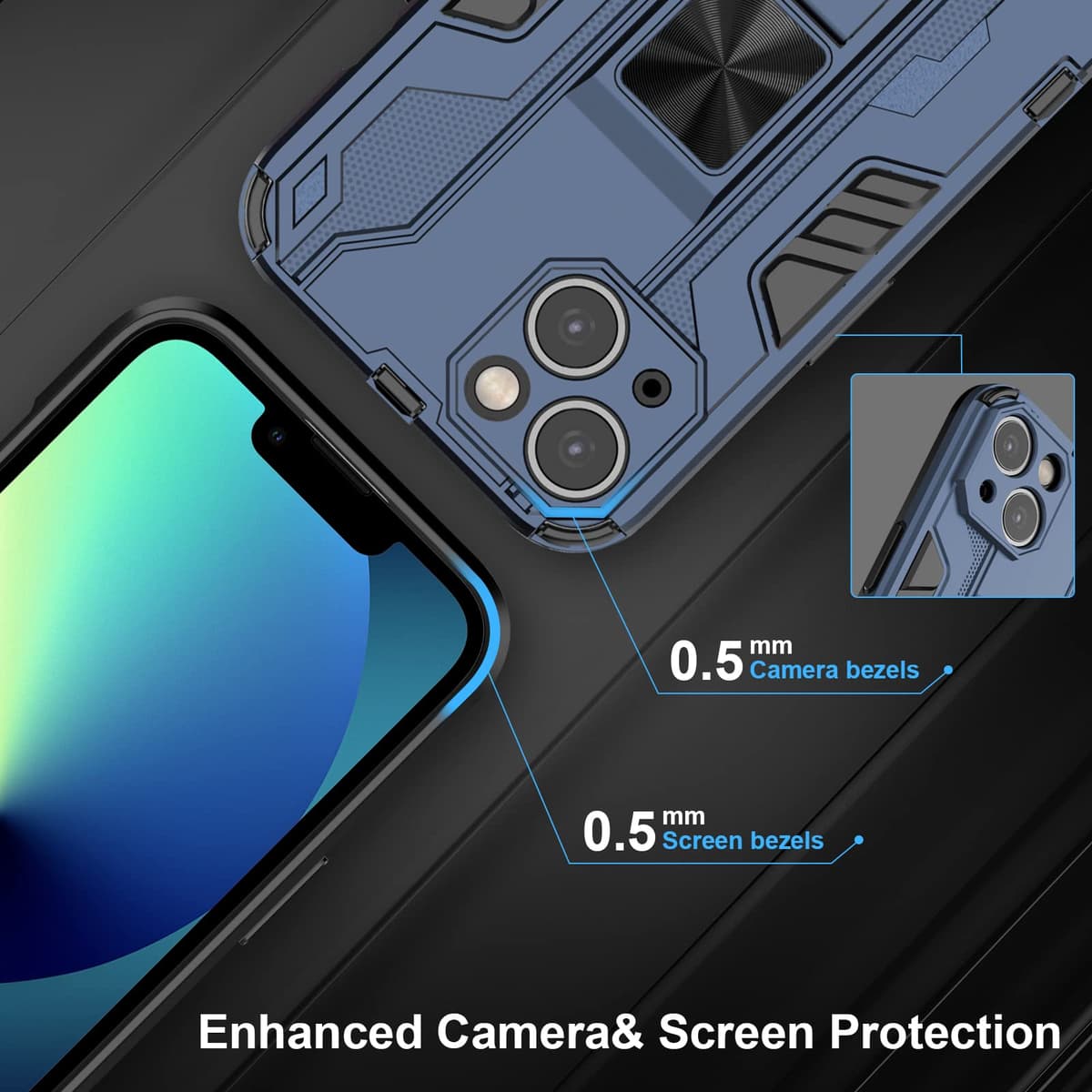 Funda para CMF Phone 2 Pro, Carcasa Antigolpes con Soporte anular metálico, Case Protectora de Grado Militar, Negro — view 1423