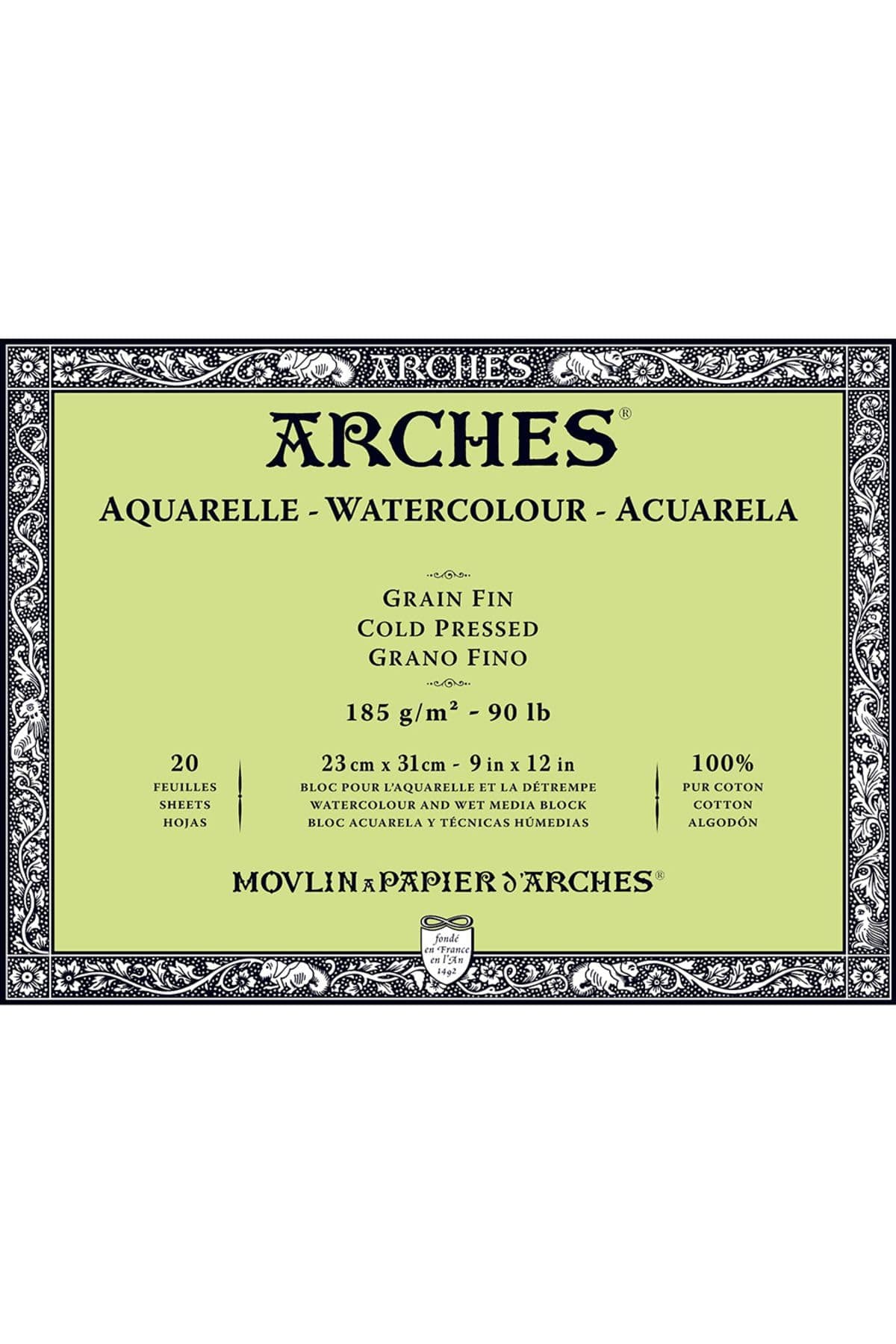 Arches - Papel de acuarela, bloc 12 hojas engomado 1 lado, grano fino, 300 g/m², 23 x 31 cm — view 8
