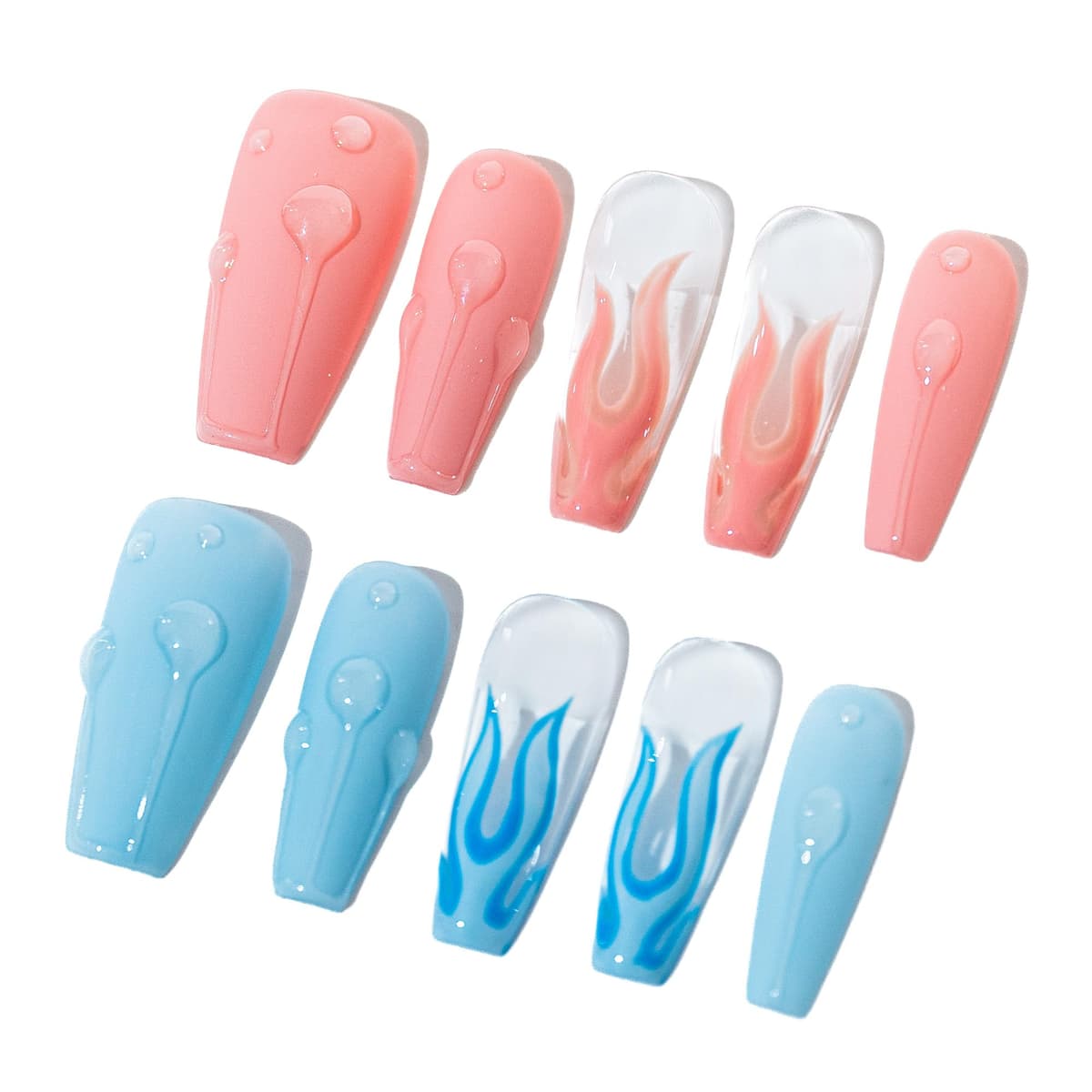 Sun&Beam Nails Handmade Press On Nail Long Coffin Ballerina Pink Flower Acrylic Fake Tip 3D Design Art Charms Cute with Storage Box 10 Pcs (S) — view 121