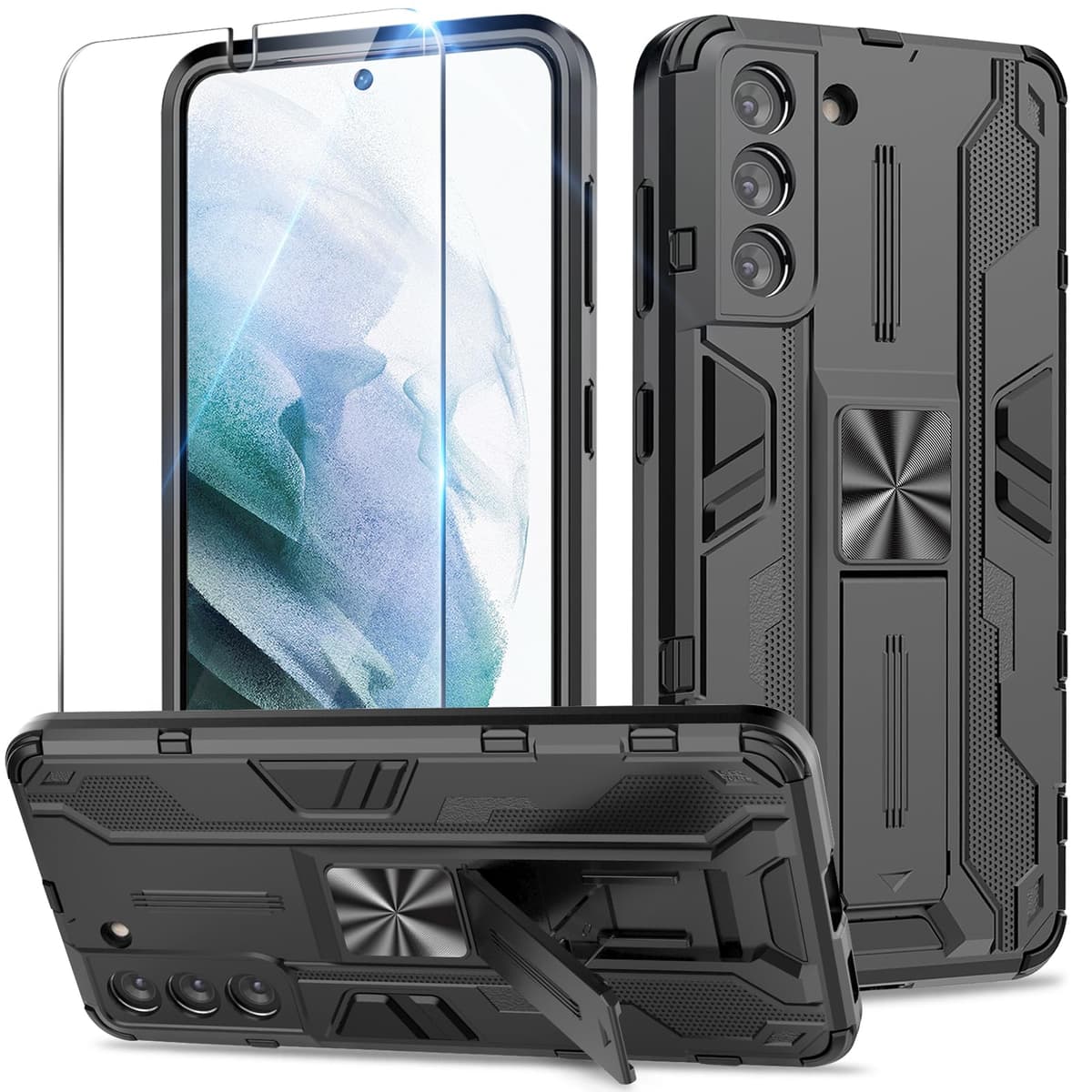 Funda para CMF Phone 2 Pro, Carcasa Antigolpes con Soporte anular metálico, Case Protectora de Grado Militar, Negro — view 579