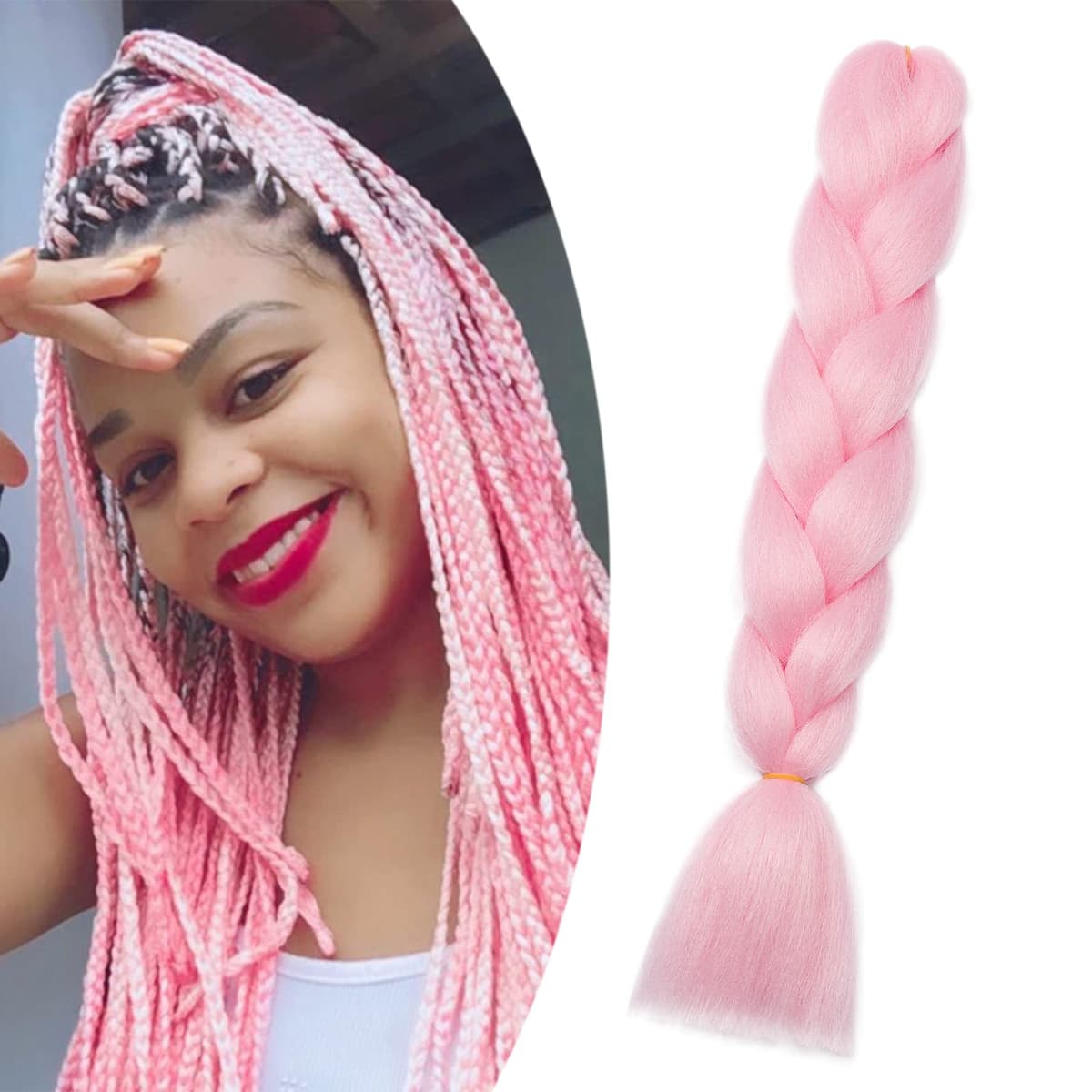 60cm Extensiones de Pelo Trenzas Africanas Castaño Oscuro Extensiones para Trenzas Africanas 1 pcs 100g Kanekalon Pelo para Trenzas Africanas Sintetico Extensiones de Trenzado Cabello Braiding — view 50