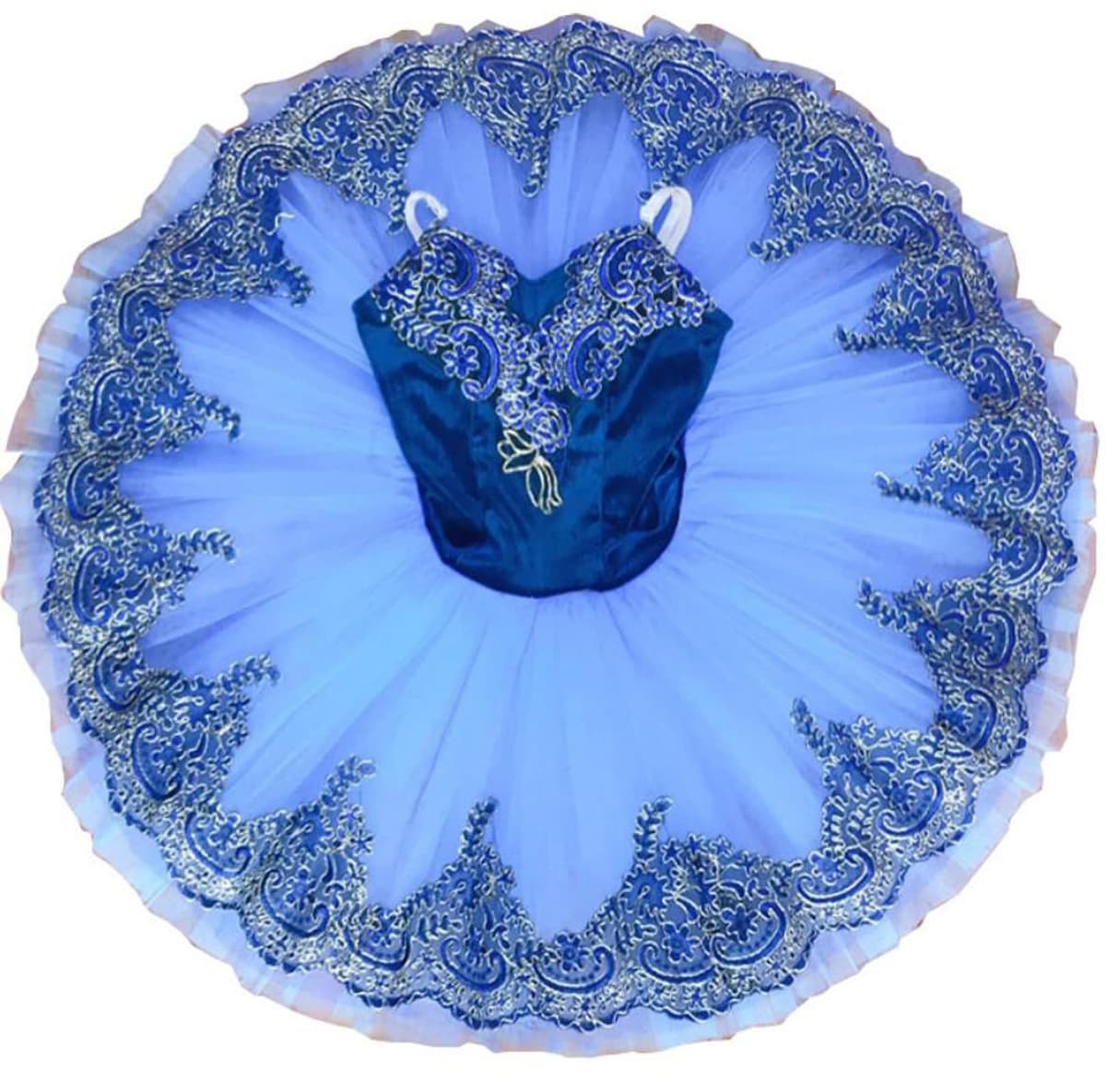Ballet Profesional Tutu Girls Platter Pancake Tutu Bailarina Vestido de Fiesta Traje de Baile de Ballet,Azul,120CM